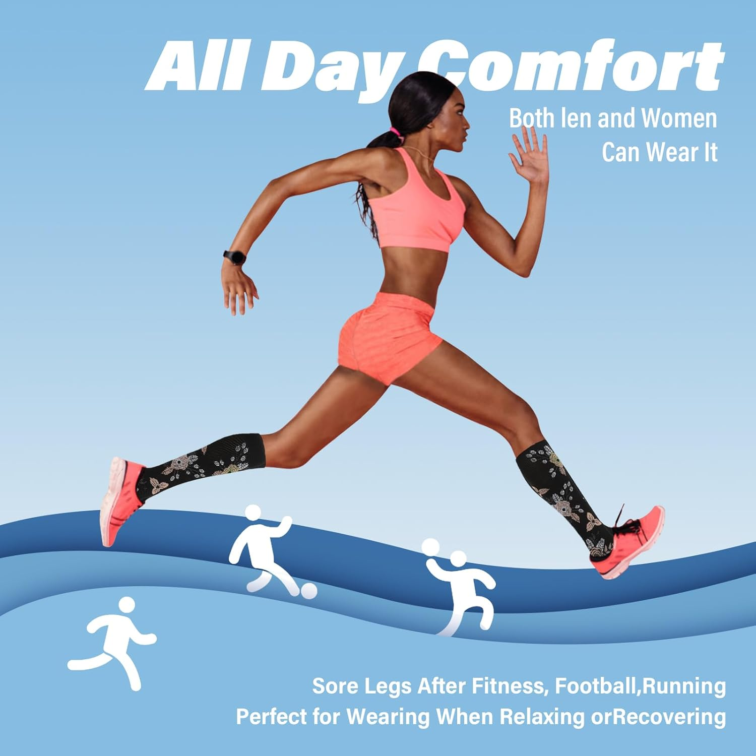 6 Pairs Compression Socks for Men Women Flying - 15-20Mmhg - Flight Calf Support Socks for Circulation Graduated Support Hosiery Bamboo Travel Compression Socks image number 3