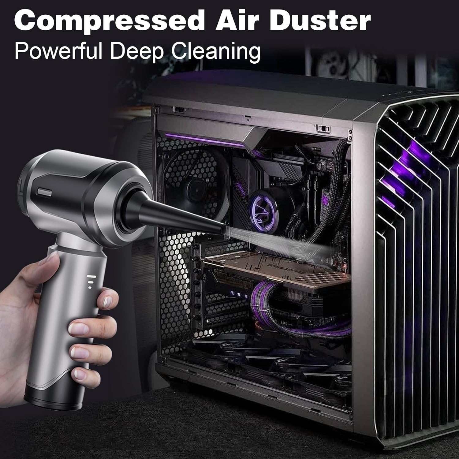 Lecoirrax Car Vacuum Cleaner Cordless, 22000 PA High Power Mini Vacuum Cleaner Handheld, Rechargeable Compressed Air Duster, Portable Air Blower for Home, Pet, Keyboard, Office(Grey) image number 1