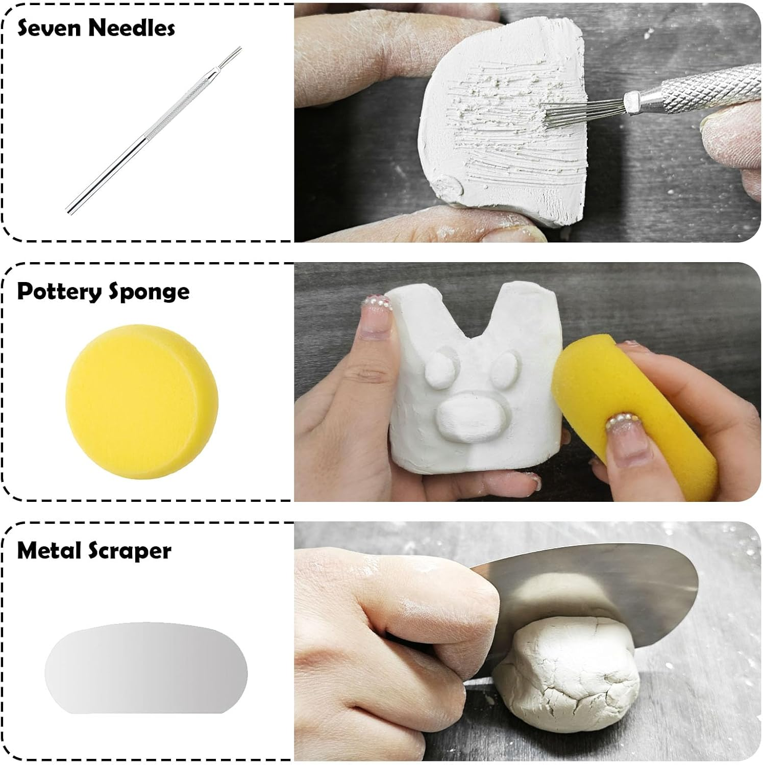 EIGTWEN 100Ml Air Dry Clay Glaze and 29Pcs Clay Tools Kit, Gloss Clay Varnish Protects Clay from Surface Wear, Pottery Tools Can Be Used for Stippling, Carving, Molding, and Shaping Clay Crafts(Gloss) image number 3