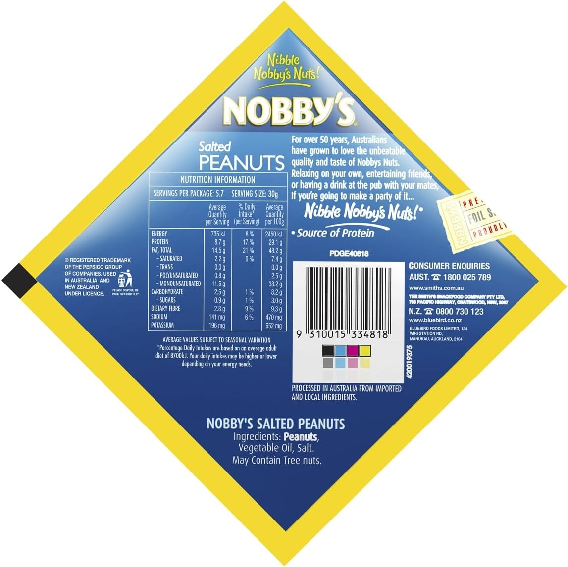 Nobby'S Peanuts Share Pack Salted 170G image number 2