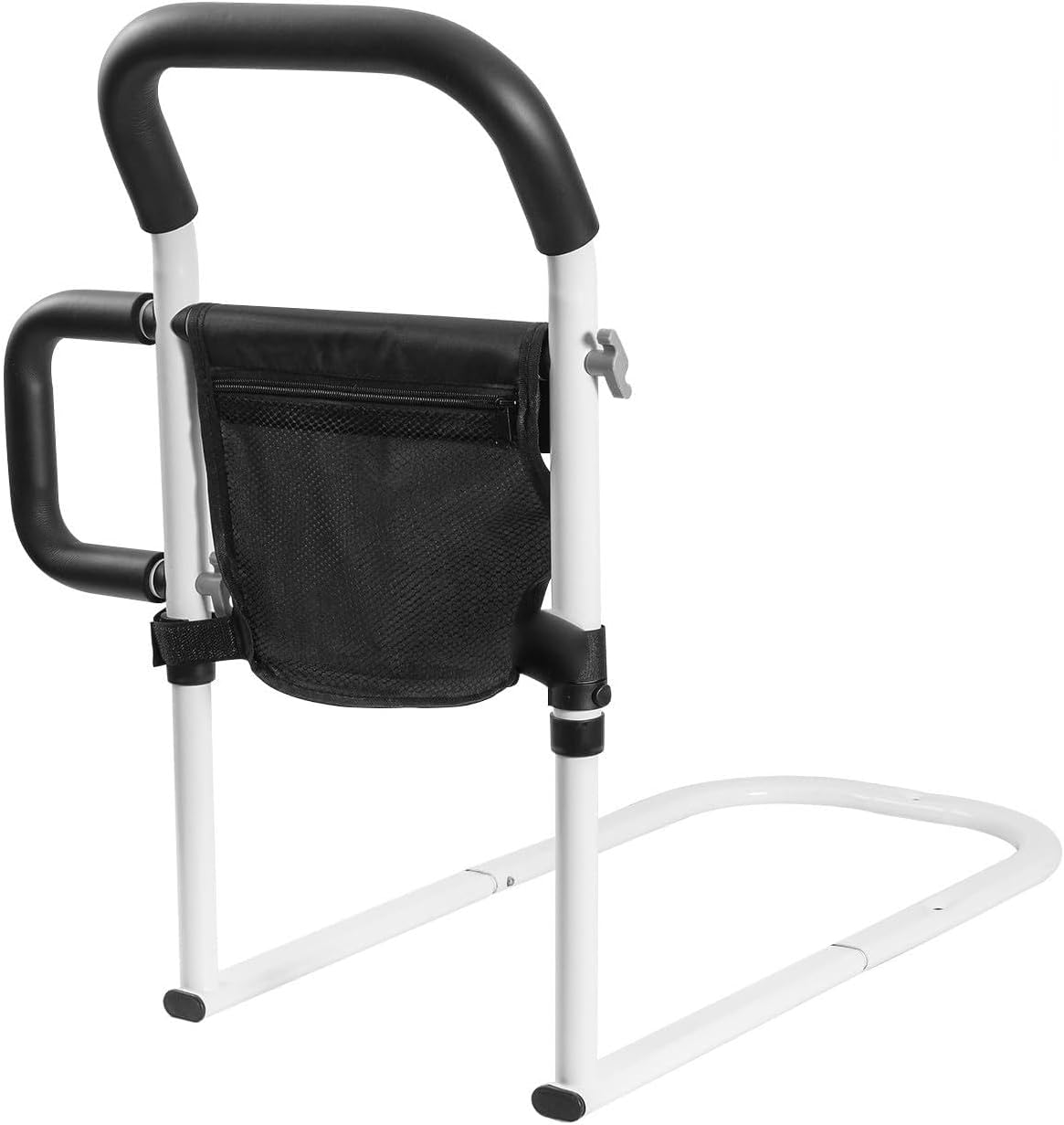 Bed Rails for Elderly Adults Safety - Adjustable Bed Assist Rails for Seniors with Dual Handrails, Easy Tool-Free Installation, Flat Tube Design, Storage Pocket,300Lbs Weight Capacity for Support image number 2