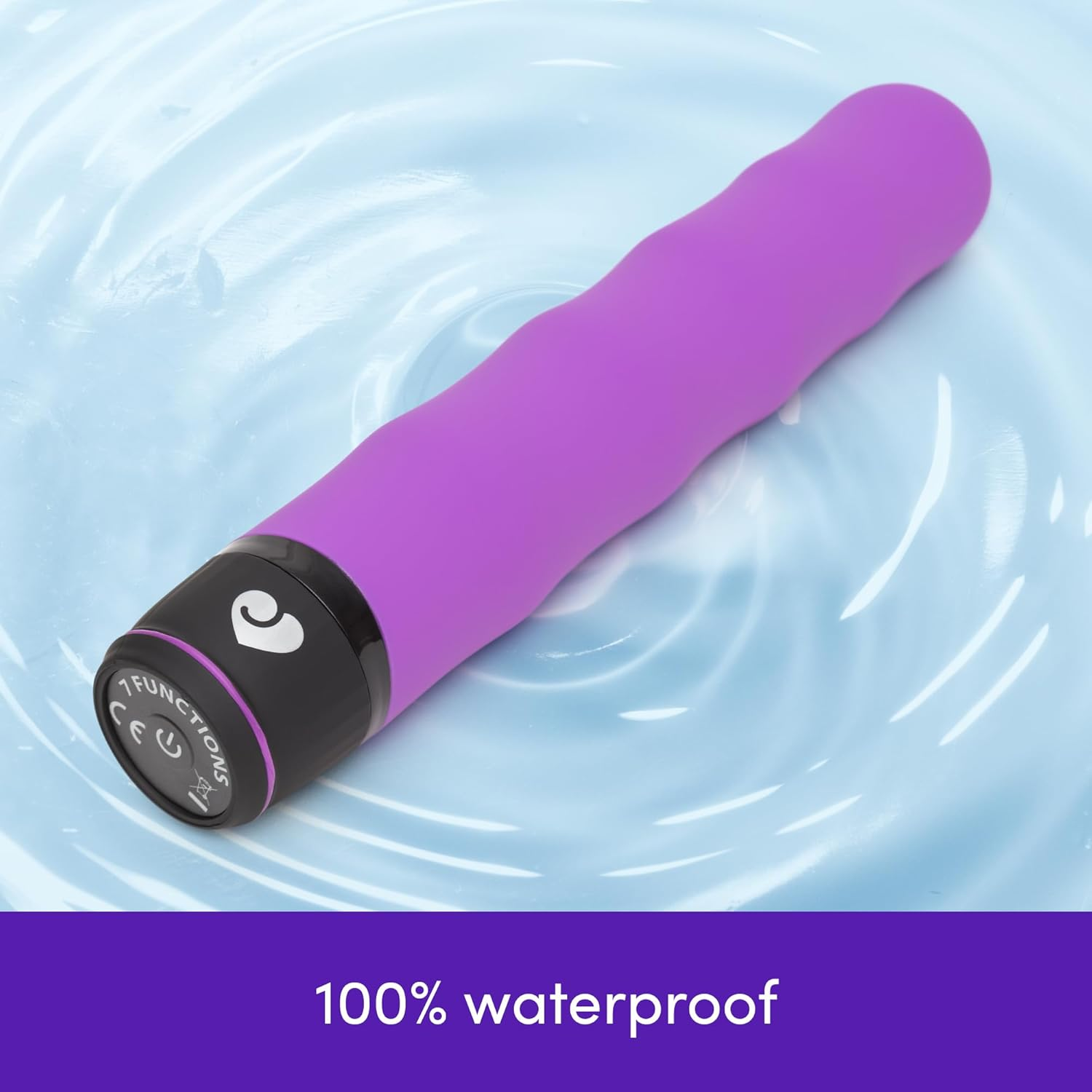 Lovehoney Silencer Vibrator - 7 Inch Vibrator for Women - Multispeed Quiet Vibrator - Rounded Tip & Wavy Shaft for Stimulation - Waterproof - Purple image number 5