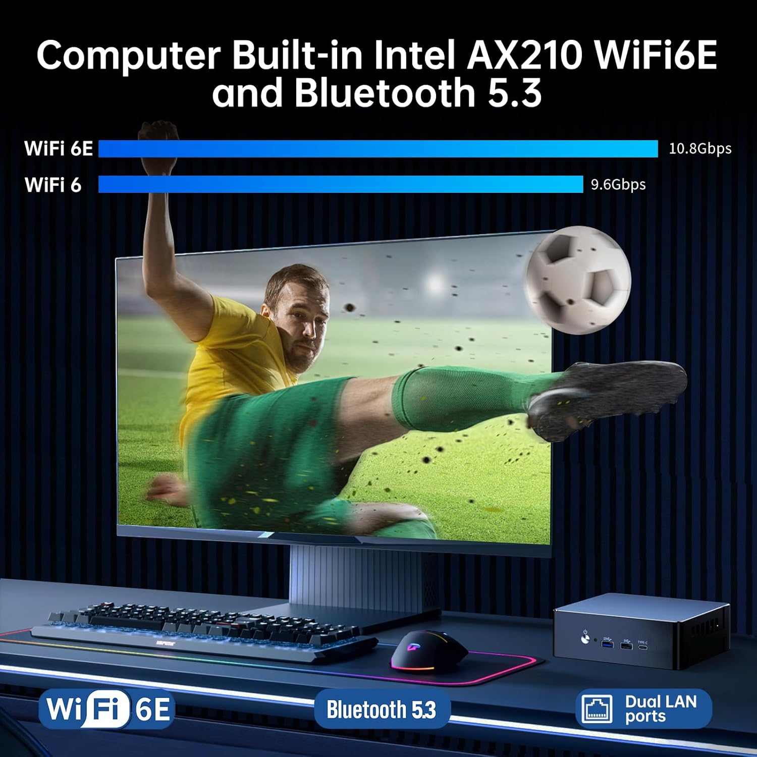 Mini PC I9, Desktop Computer with Core I9-13900H, 14 Cores Upto 5.4Ghz, Windows 11 Pro, 64G DDR4, 2T M.2 PCIE4.0 SSD, DP/HDMI/USB-C Triple Display, Support 8K/4K@60Hz, Dual LAN, Wifi6E/Bt5.3 image number 1