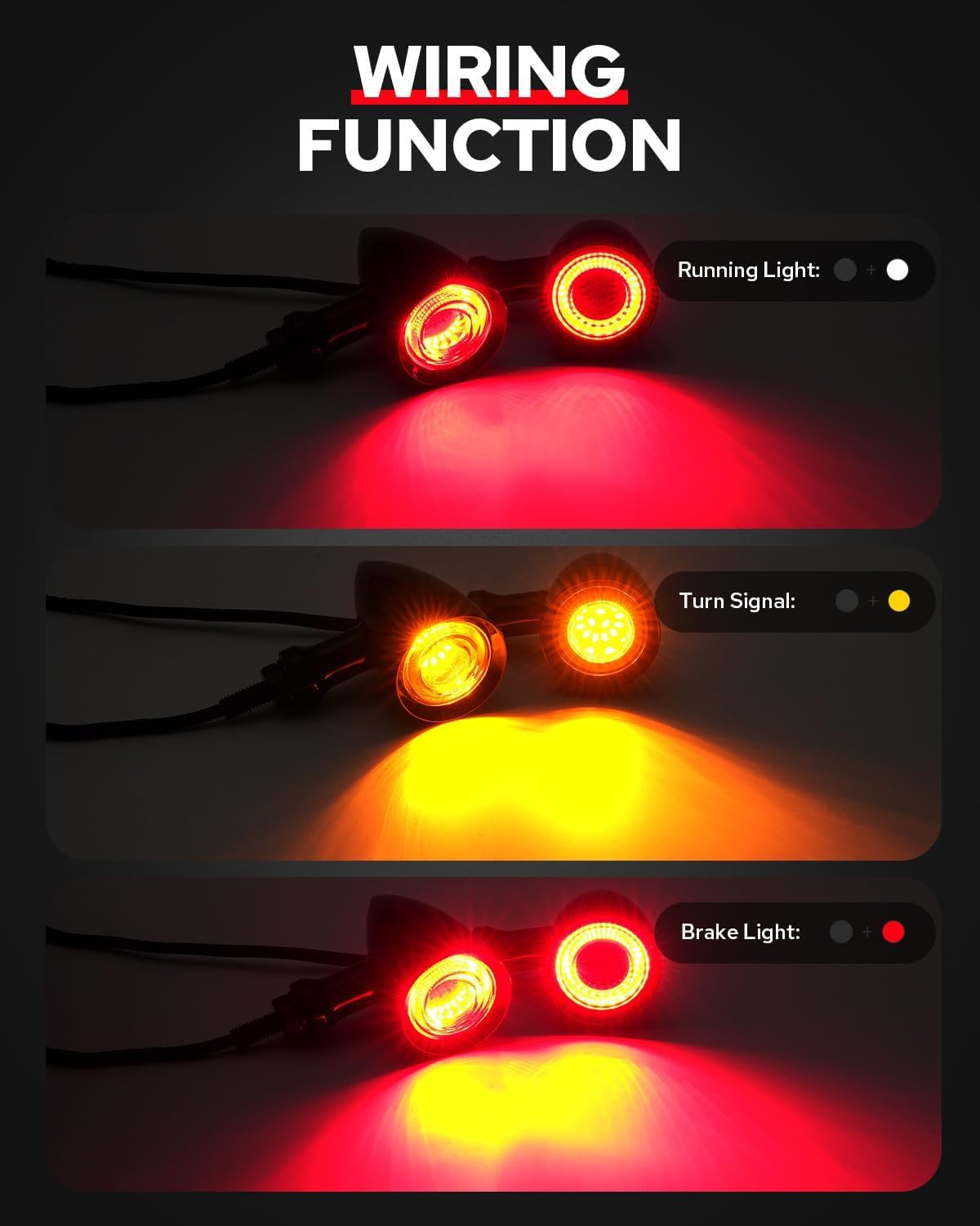 Benlari Motorcycle Bullet 48 Leds Rear Turn Signal Light SMD Blinker Indicator Fit for Honda Yamaha Suzuki Kawasaki Harley Sportster (Black,Front Turn Light) (Black/Red and Amber Light) image number 2