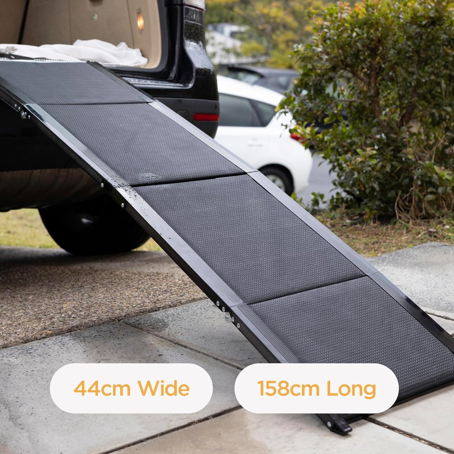 Hakuna Pets Aluminium Pet Ramp, for Pets up to 70Kg, Foldable and Portable, Non-Slip Surface, Black