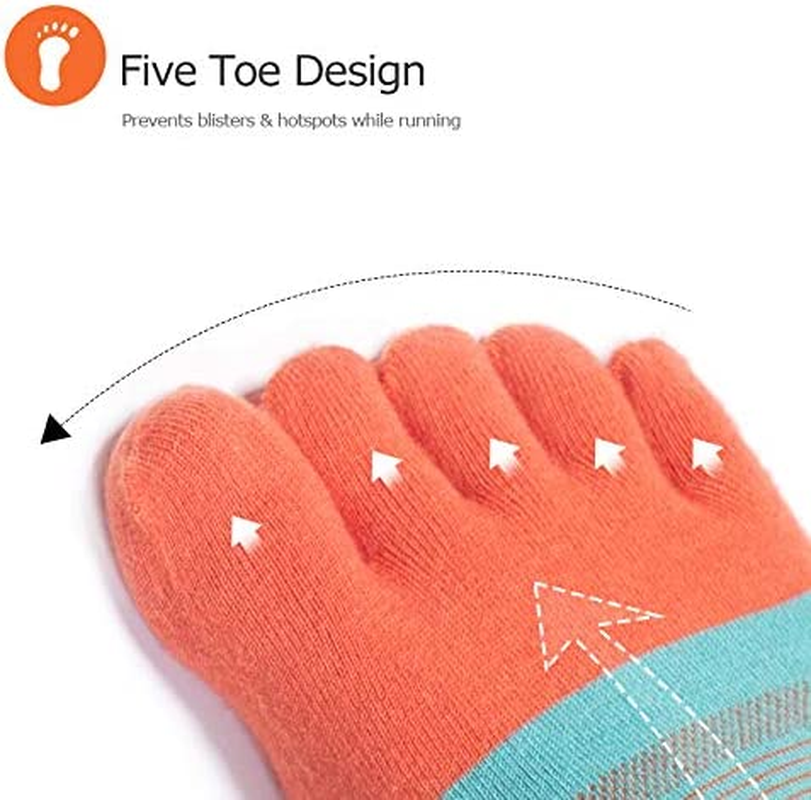 3 Pack Sports Low Cut Socks Men Women Toesocks Arch Support No Blister Five Finger Toe Socks image number 1