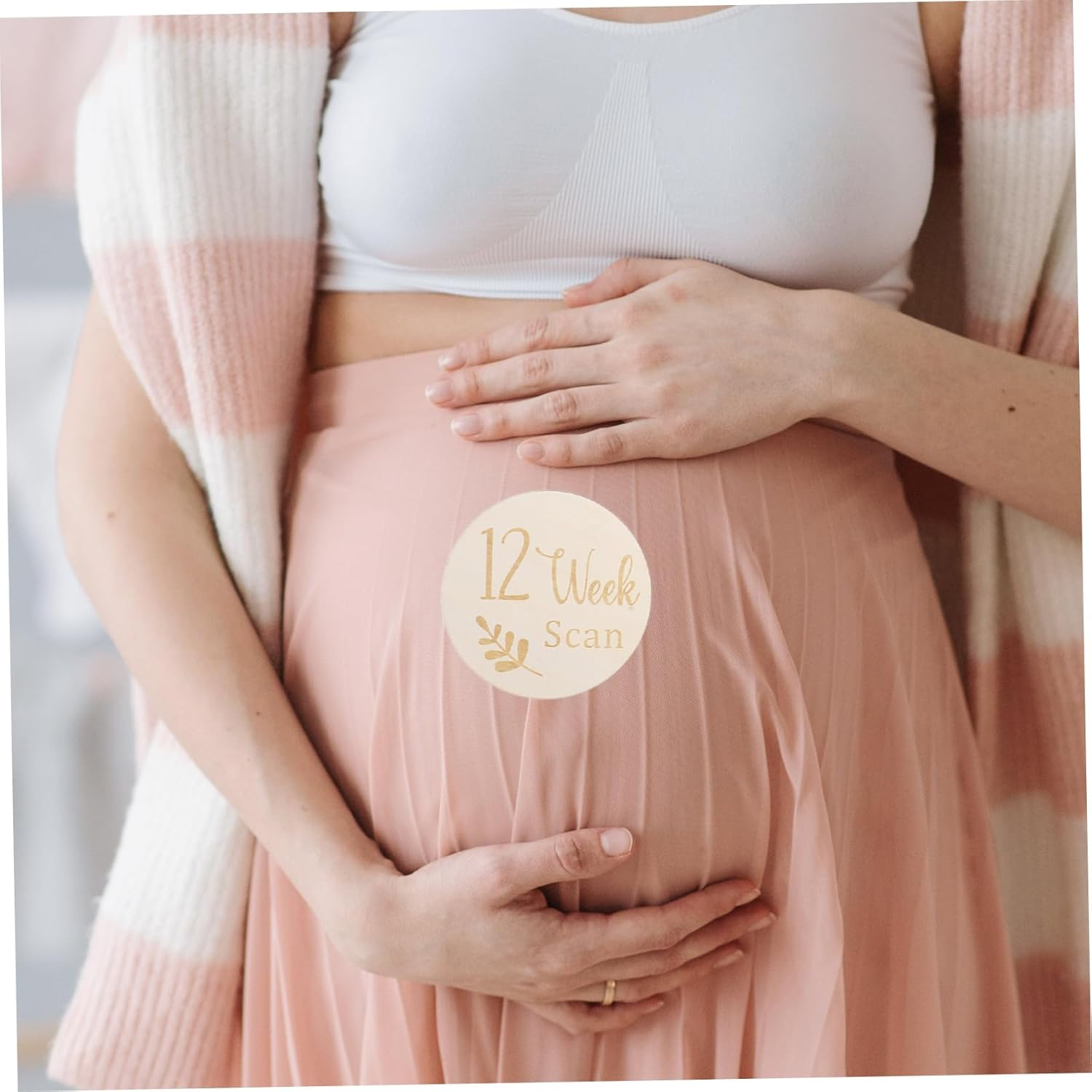 Milisten 11 Pcs Double Sided Wooden Pregnancy Weekly Milestone Discs Growth Markers Safe Smooth Finish for Newborn Photography Room Decor for Capturing Memories image number 1