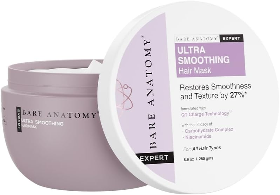 Bare Anatomy Ultra Smoothing Hair Mask | Restores Smoothing & Texture by 27% | Deep Conditioning with Carbohydrate Complex & Niacinamide | for Dry & Frizzy Hair | Sulphate & Paraben Free | for Women & Men | 8.4 Ounce image number 5