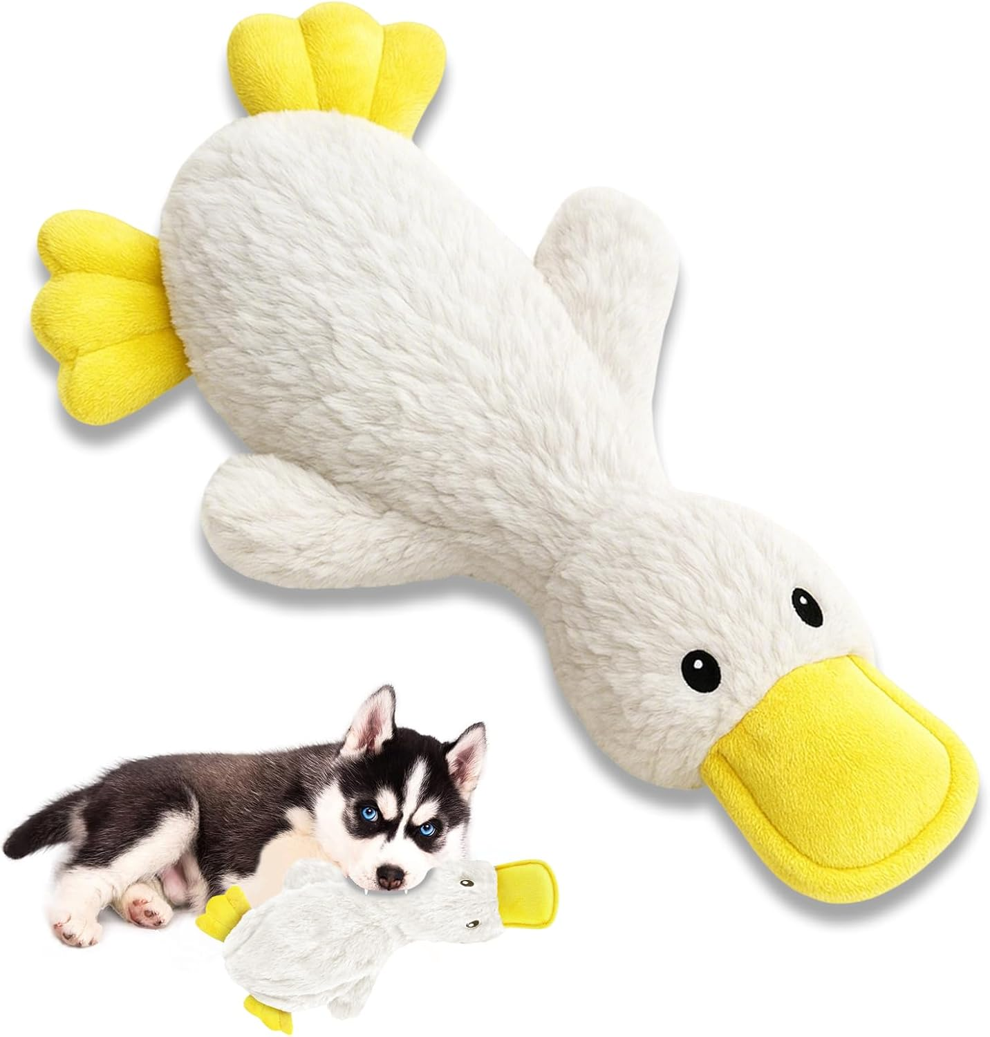 Dog Duck Toys - Interactive Dog Toy, Soft Plush No Stuffing Crinkle Dog Chew Toys, Cute Squeaky Puppy Toy Pet Supplies for Small Medium and Senior Pets Enrichment, Durable Birthday Gift