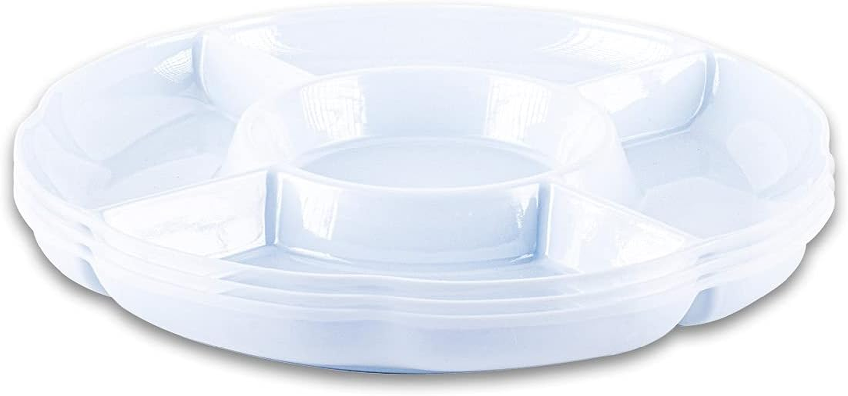 Home Master round Melamine Platter Tray with 5 Section Divider, White, 28 Cm Diameter X 3 Cm Size image number 5
