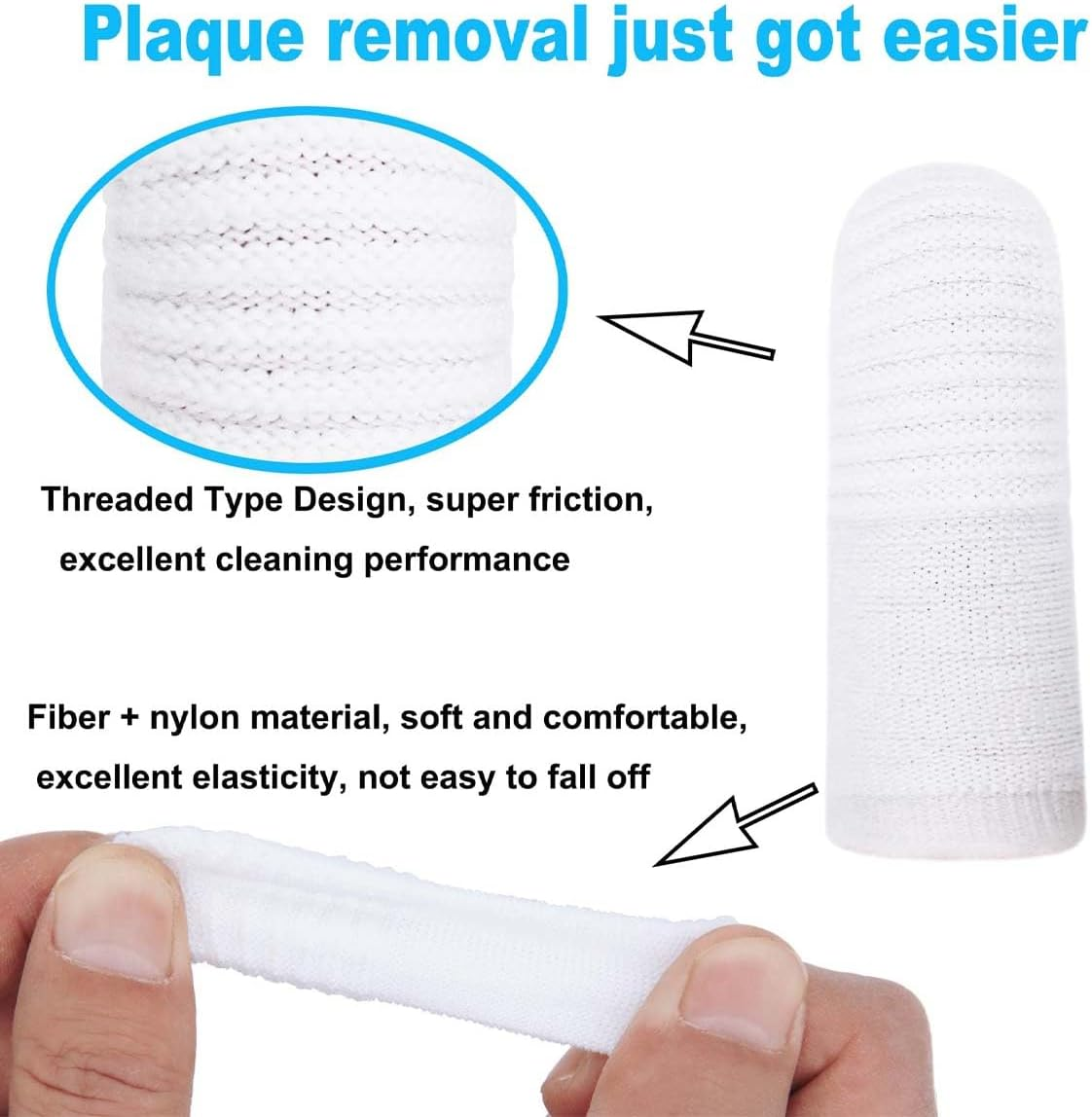 Pack of 6 Pet Finger Toothbrush, Dog Toothbrush, Reusable, Finger Cots Dog Dental Care Made of Knitted Fabric, Anti-Plaque Finger Dog, Efficient and Clean Pet Toothbrush image number 3