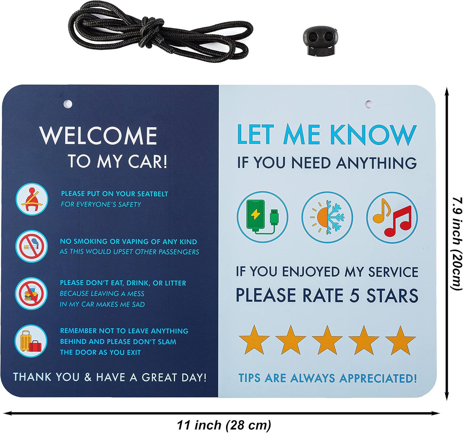 NIVRANA Rideshare Car Sign 2-Pack &mdash; Better Customer Relations, Higher Ratings and More Tips with a Large Universal Sign, Accessory for Uber Drivers, for Lyft Drivers, Rideshare Drivers image number 3