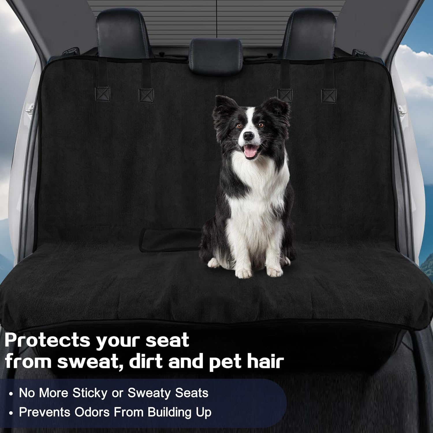 Car Seat Cover, Waterproof Sweat Towel Seat Cover, Black Universal Non-Slip Bucket Seat Protector for Car Truck SUV Seat, Auto Seat Pad for Pet & Kid, for Outdoor Sport Activities (Black Backseat)