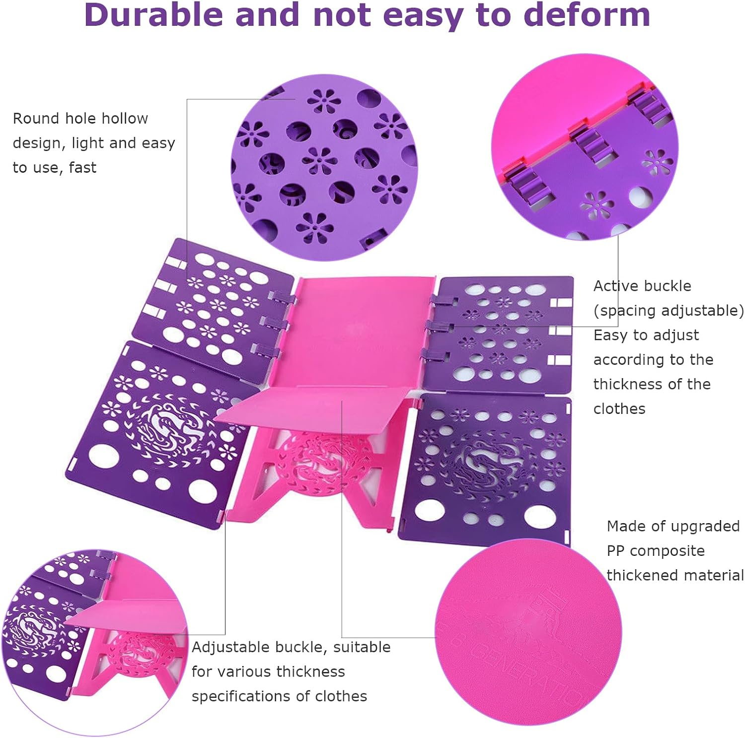 Lenamos T-Shirt Folding Board T Shirts Clothes Folder Durable Plastic Laundry Folders Folding Boards Helper and Fast Laundry Folding Boards Tool for Adults and Children Kids (Purple) image number 3