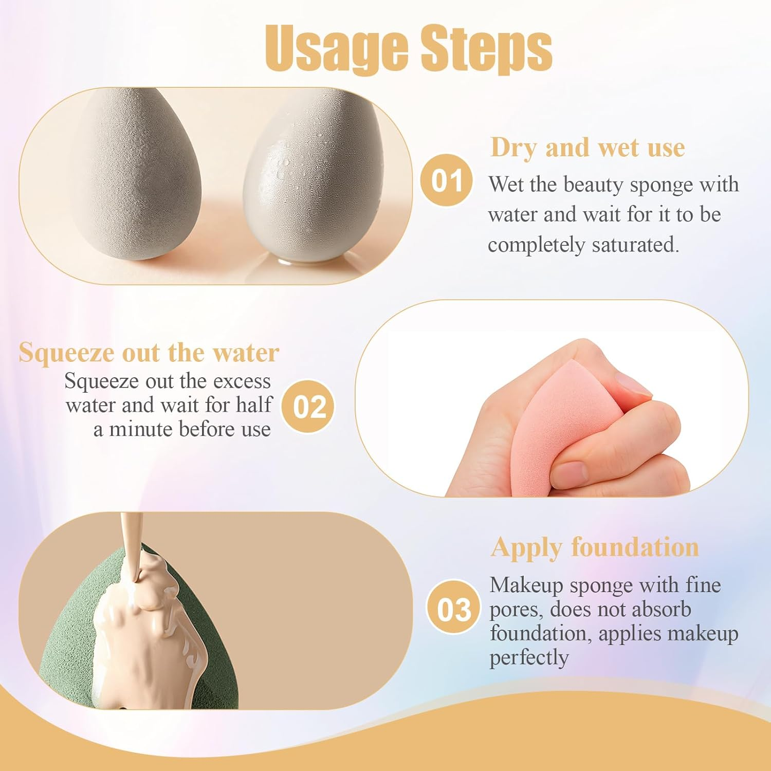 12 Pcs Makeup Sponges, Beauty Blender Set, Foundation Applicators for Complexion, Soft Powder Puff Tools, Versatile Makeup Brushes for All Skin Types, Liquid & Cream Products image number 5