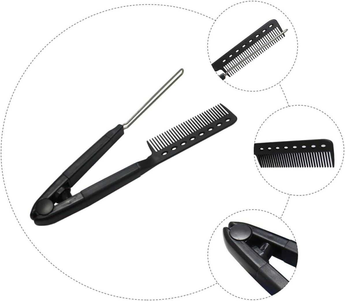 DINHEAROM V-Shaped Hair Straightening Comb Tool Hairbrush for Hair Types Detangling and Smoothing for Home Use and Professional Salons image number 4