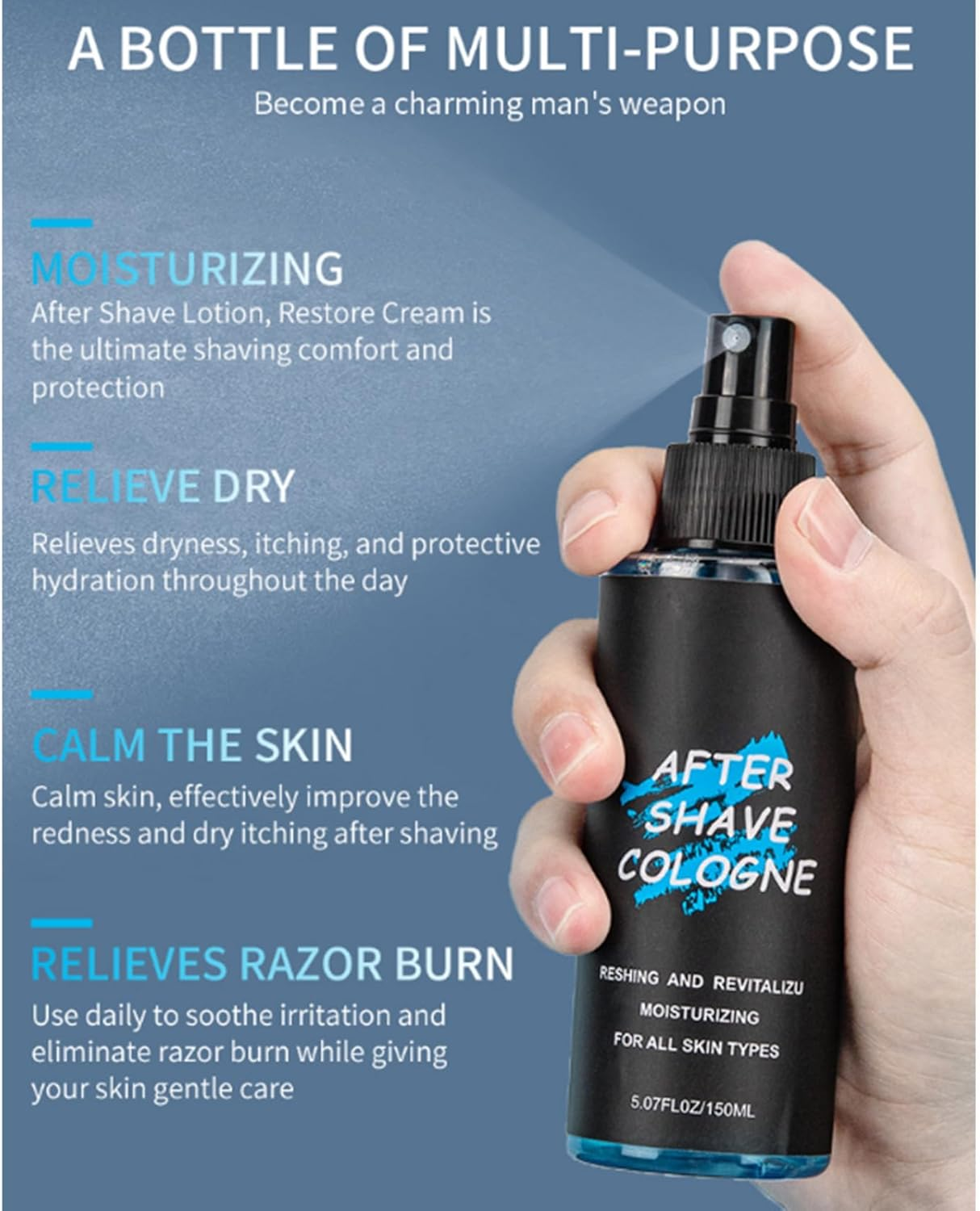 Miutii Men'S Post Shave Toner Spray 150Ml, Oil Control and Skin Calming Formula for Daily Facial Care Black One Size image number 3