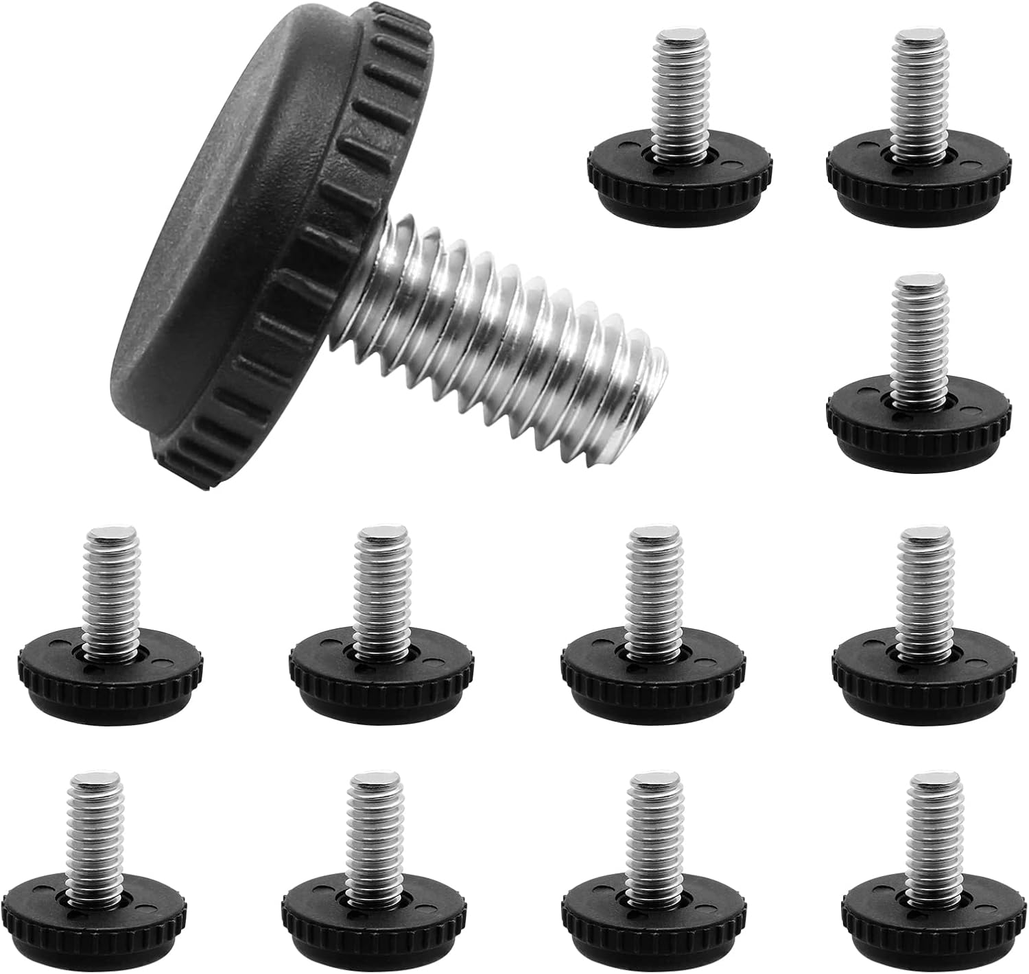 Litoexpe 5/16&rdquo;-18 Stainless Steel Screw Furniture Leveling Feet, Adjustable Patio Furniture Levelers for Table and Chair Legs, 12-Pack image number 1