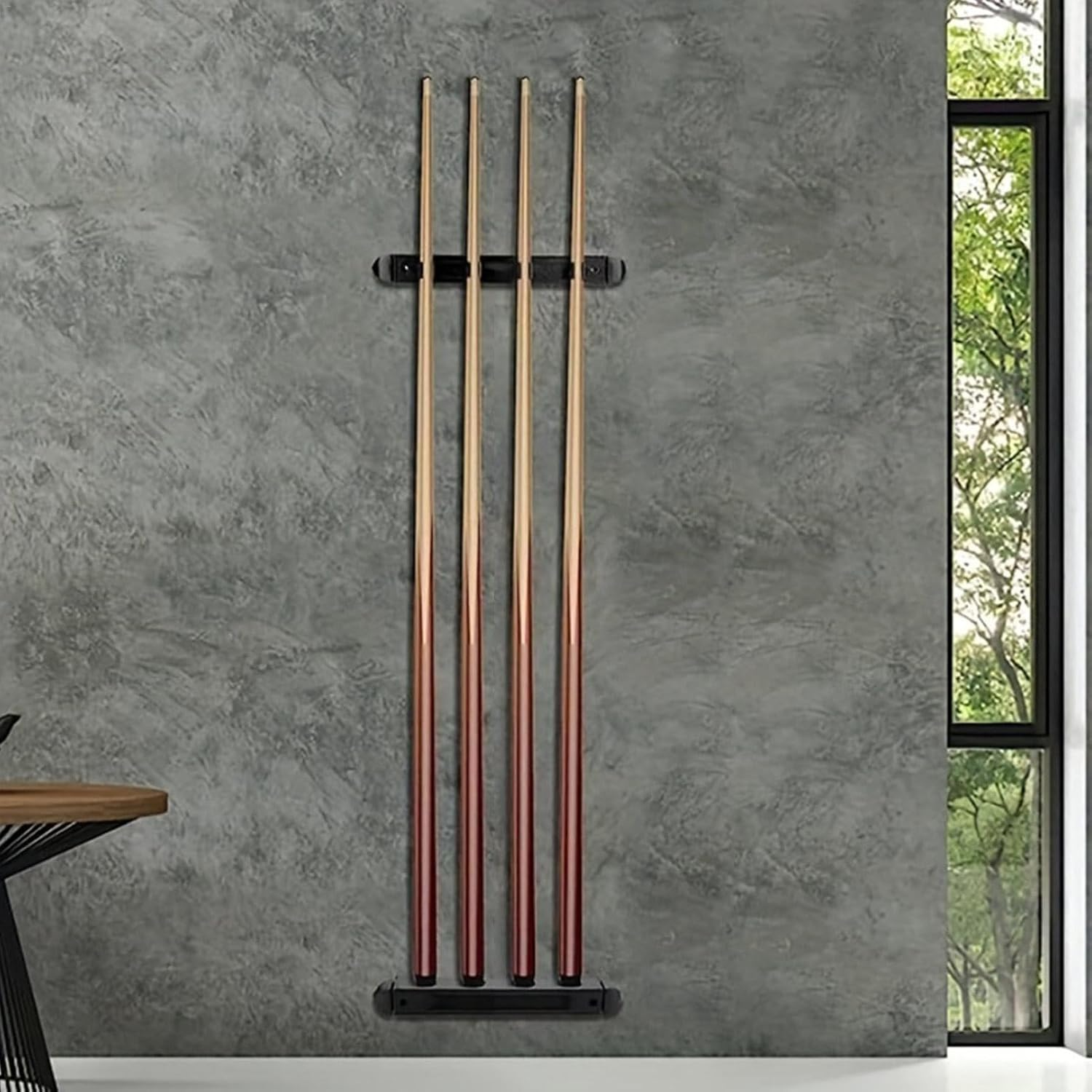 Billiards Pool Cue Rack, 4 Cue Clips Billiard Stick Wall Rack, Sturdy Wall Rack for Pool Cue Sticks, Stylish Hardwood Pool Cue Set Holder, Pool Accessories - Wine Red image number 6