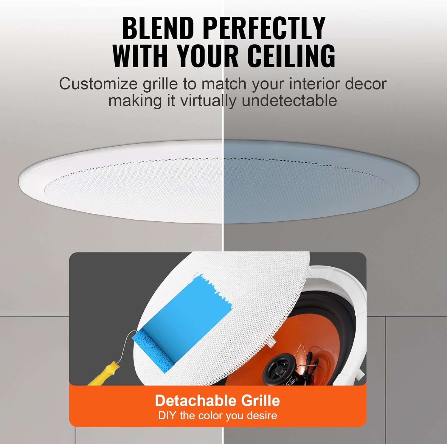 VEVOR 4 Pcs 8 Inch in Ceiling Speakers, 100-Watts, Flush Mount Ceiling & In-Wall Speakers System with 8&Omega;impedance 89Db Sensitivity, for Home Kitchen Living Room Bedroom or Covered Outdoor Porches