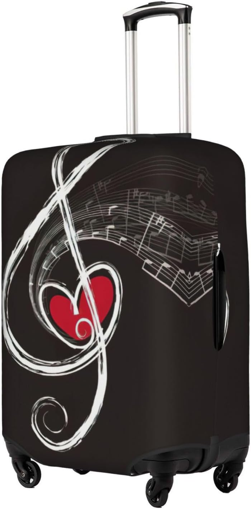 Odddot Music Symbols Love Print Travel Luggage Cover,Suitcase Protector Cover, Washable Baggage Covers,For 18-32 Inch Luggage, Music Symbols Love, Large image number 2