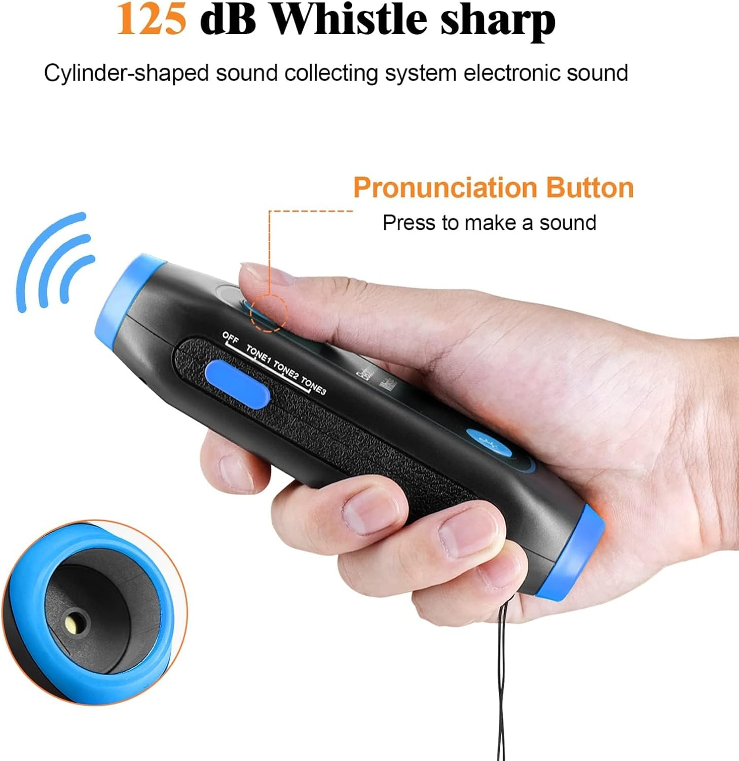 Electronic Loudest 3 Tones High Volume Handheld Whistle for Referees Training, with Lanyard, Clean for Using, ABS Material (Blue) - Orange image number 5