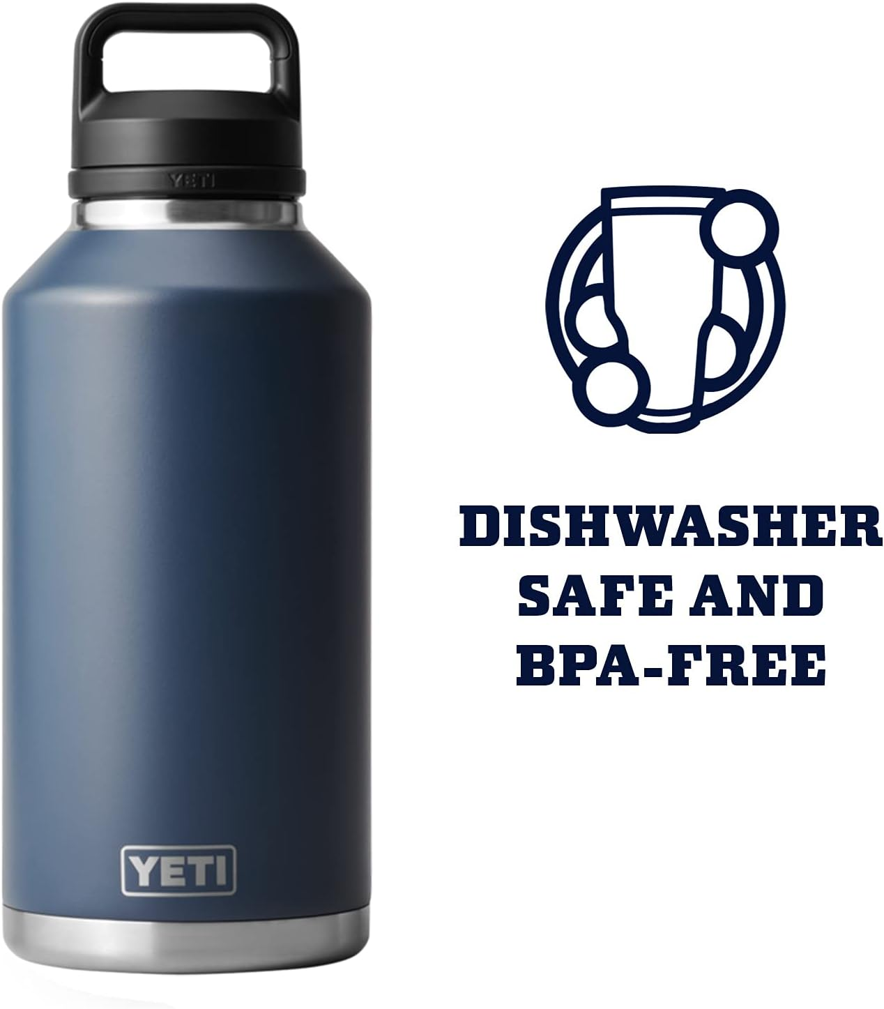 YETI Rambler 64 Oz Bottle, Vacuum Insulated, Stainless Steel with Chug Cap, Navy image number 1