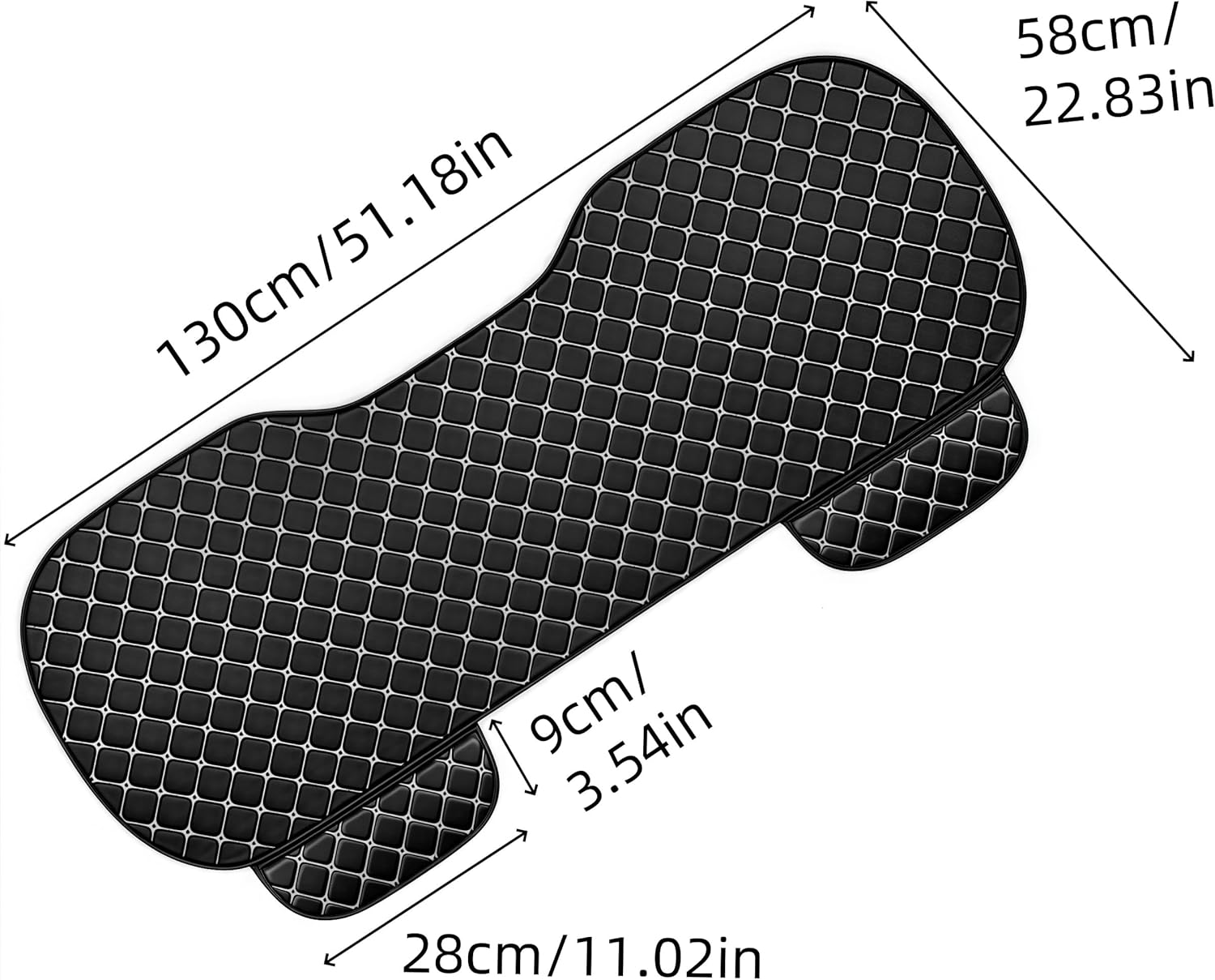 Car Rear Seat Bottom Cushion,58 X 130 Cm Car Vehicle Long Rear Seat Chair Cover Protective Cushion Mat,Van Set,Pu Leather Car Seat Bottom Covers Protectors,For Cars,Trucks and Suvs,Black