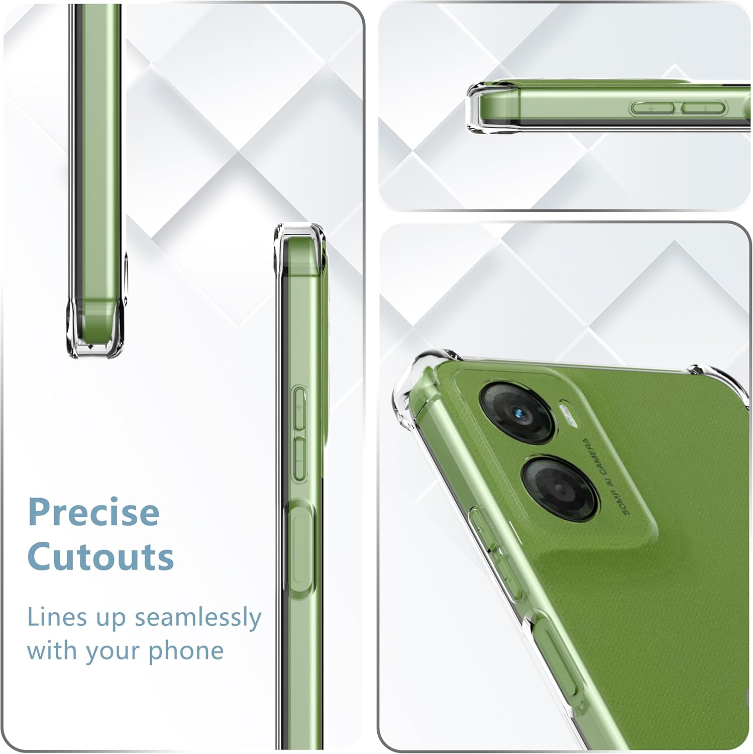 Anoowkoa Mobile Phone Case for Motorola Moto G06/Moto G06 Power Case + 2 Pieces Moto G06/G06 Power Tempered Glass Screen Protector [Transparent Silicone] [Shockproof Scratch-Resistant] Thin