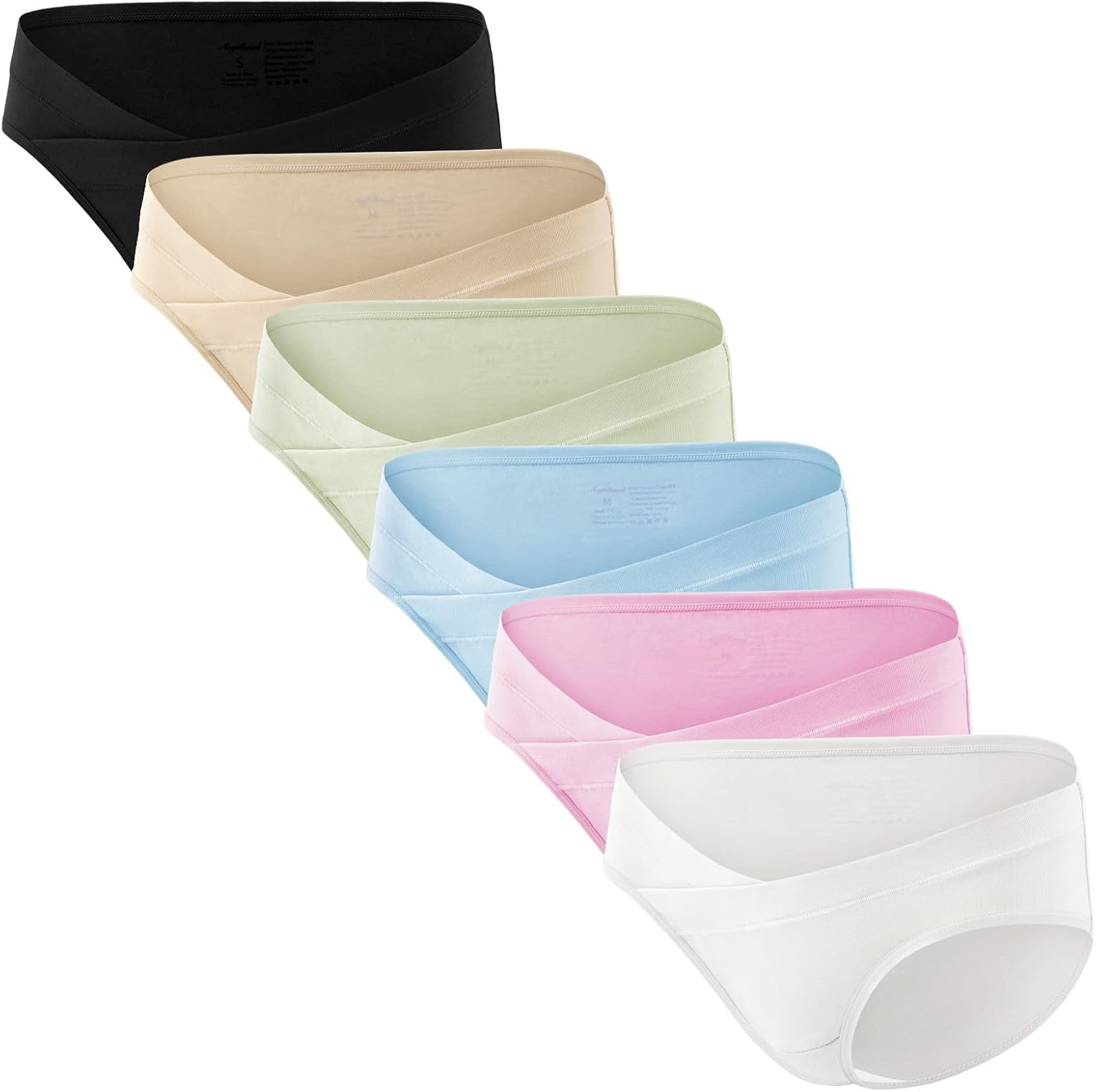 Angelhood 6 Pack Womens Cotton Maternity Underwear,Healthy Maternity Pregnancy Panties Postpartum Mother under Bump Underwear
