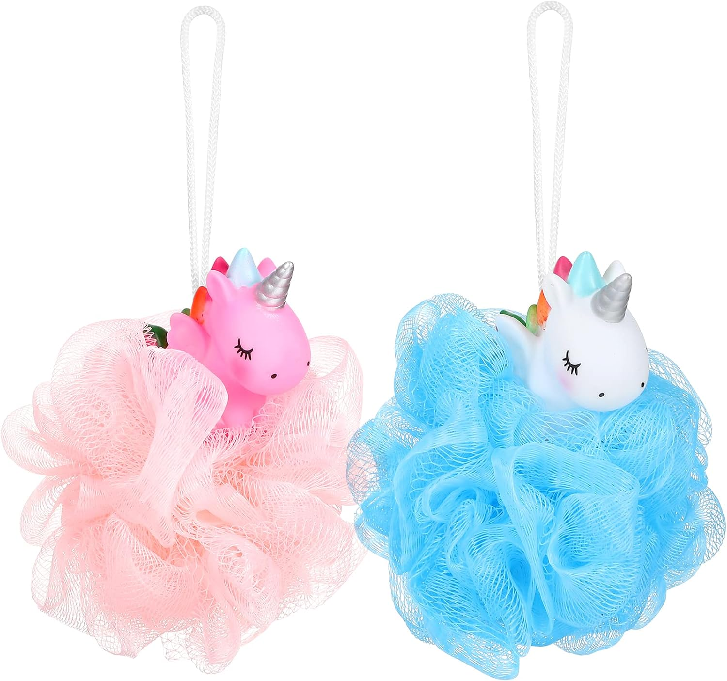 Lurrose 2Pcs Unicorn Shower Loofah Exfoliating Mesh Shower Ball Pouf Kids Bath Sponge Body Cleaner Deep Cleaning Loofah Bath Sponge image number 5