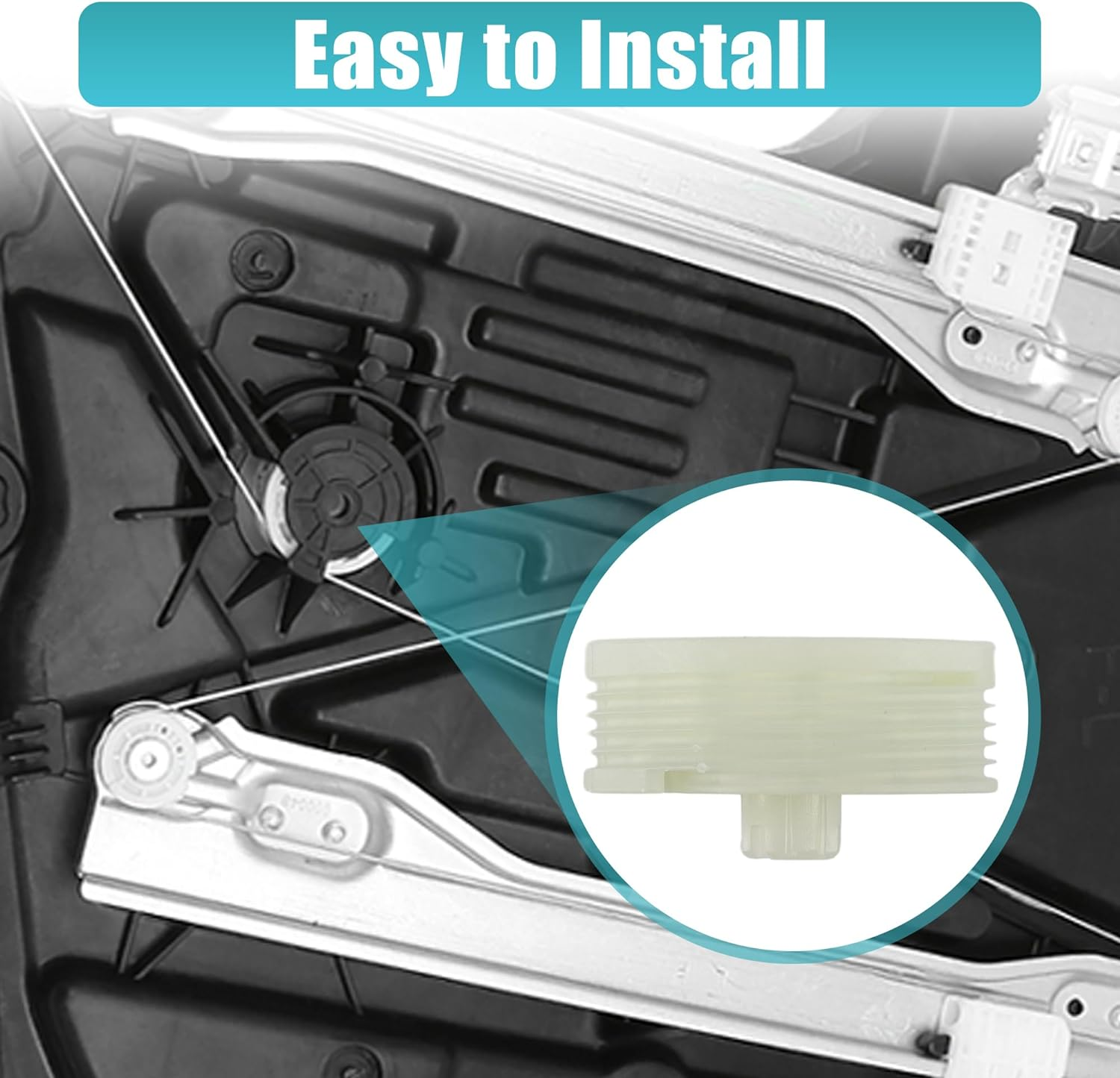 X AUTOHAUX 4Pcs Window Regulator Drum Gear Spool for Kia Sportage 2016-2020 Glass Regulator Sprocket Spool Gear for Front Rear Left Windows image number 2