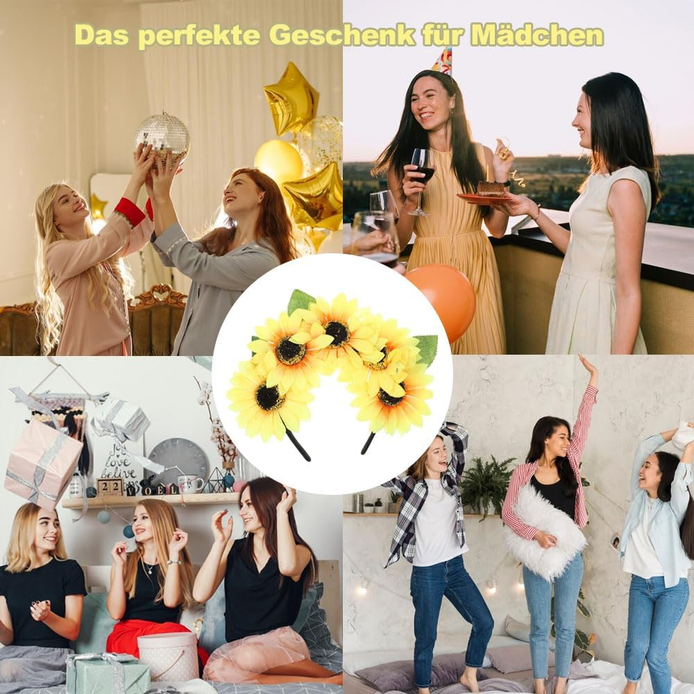 KOMUNJ Sunflower Flower Headband Rave Party Headdress Costume Accessory Garland Hair Band Sunflower Child Rave Women