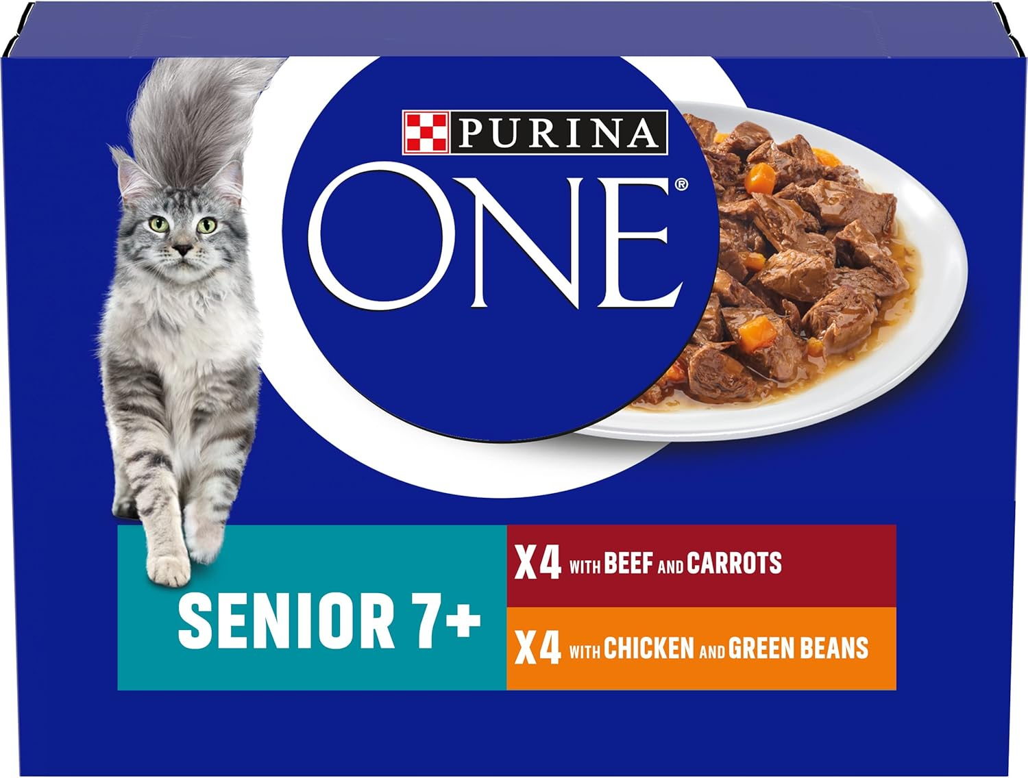 PURINA ONE Wet Cat Food Senior 7+ Mini Fillets Chicken and Beef 8X85G