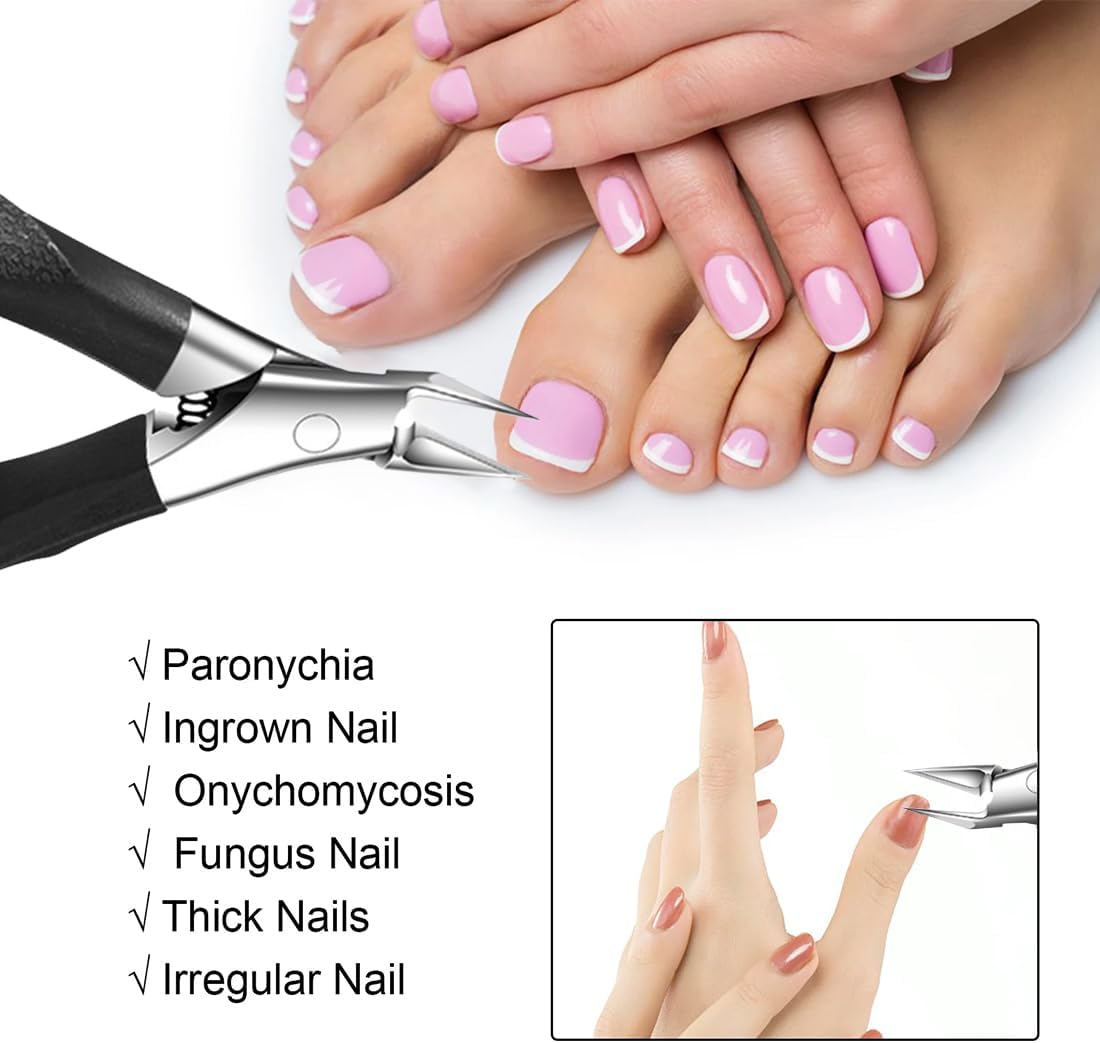 Nail Scissors for Deep Ingrown Toenails Made of Stainless Steel, Cuticle Scissors, Cuticle Remover, Professional, Precision Nail Scissors for Toenails and Fingernails, Black image number 4