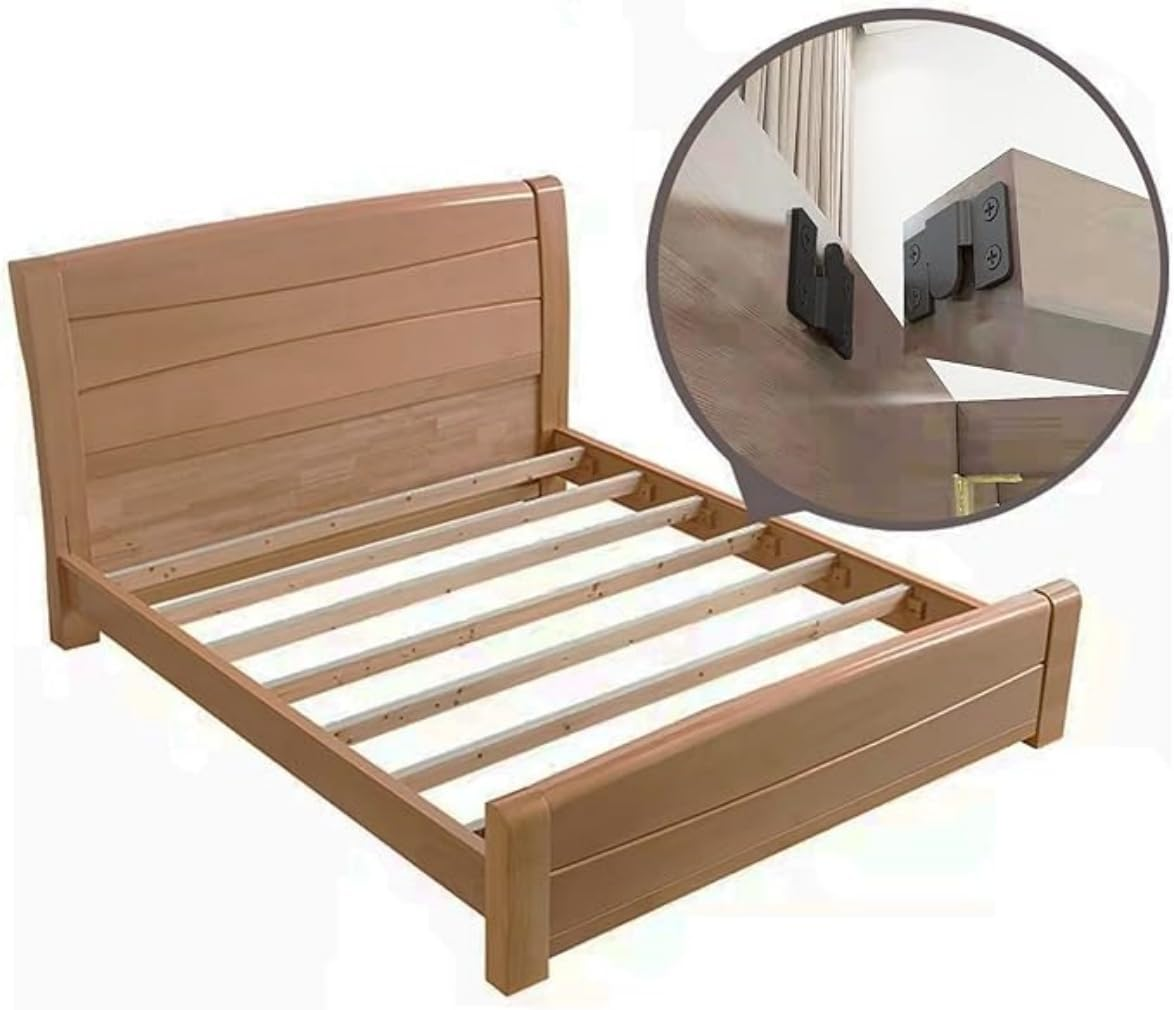 4 Pairs Flush Mount Bracket Concealed Interlocking Hang Buckle Stainless Steel Photo Hook Hardware Hanging for Pictures Mirrors Frames Headboard Furniture Connector Hangers(Black) image number 4