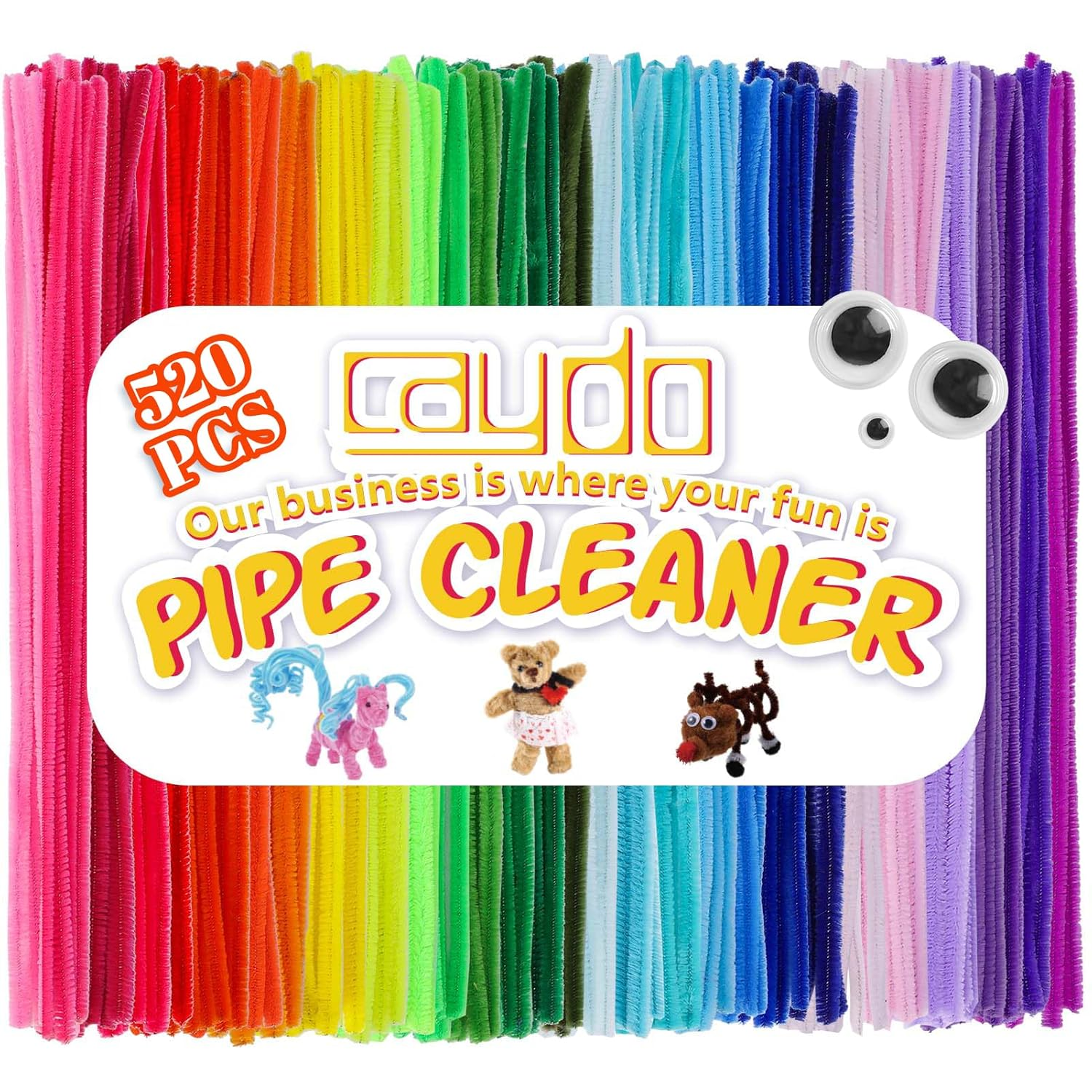Caydo 520 Pieces Pipe Cleaners 40 Assorted Colored Chenille Stems for Art and Crafts, Pipe Cleaner Crafts for DIY Art and Craft Projects Creative Gift Party Decorations image number 6