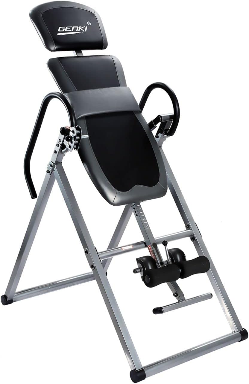 GENKI Gravity Inversion Table Heavy Duty Back Stretcher Back Pain Inverter W/Pvc Belt Home Gym Machine Fitness Height Adjustable image number 3