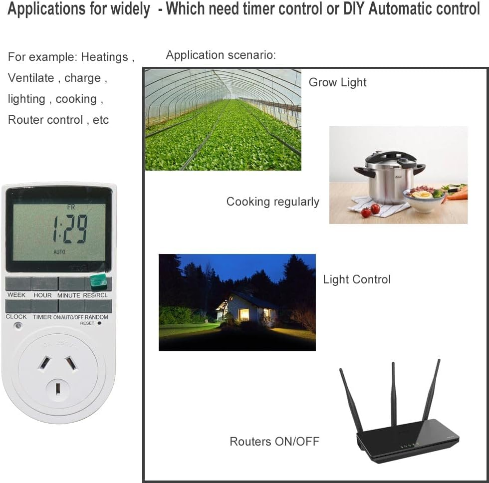 Indoor Digital Electrical Outlet Timer Plug with Countdown Delay On/Off Switch, 7-Day 24 Hour Programmable image number 2