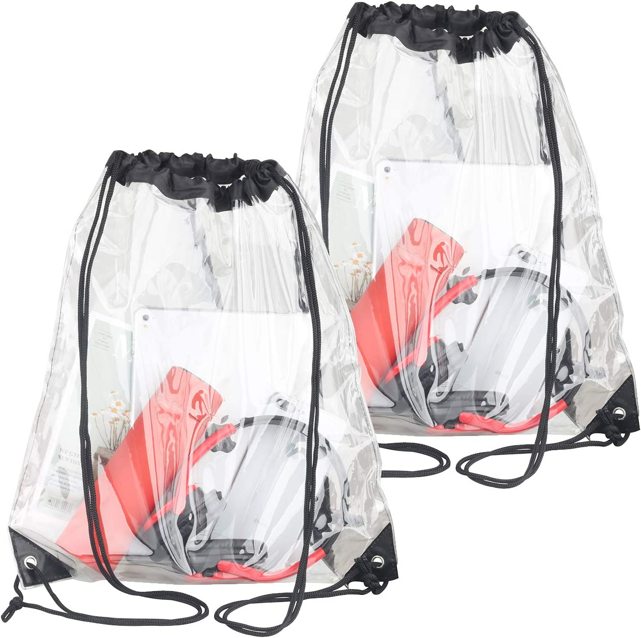 2 Pieces Clear Drawstring Bags, Waterproof Small Clear Bag for Stadium Colleges Sport Event Work Concert Security Approved image number 1