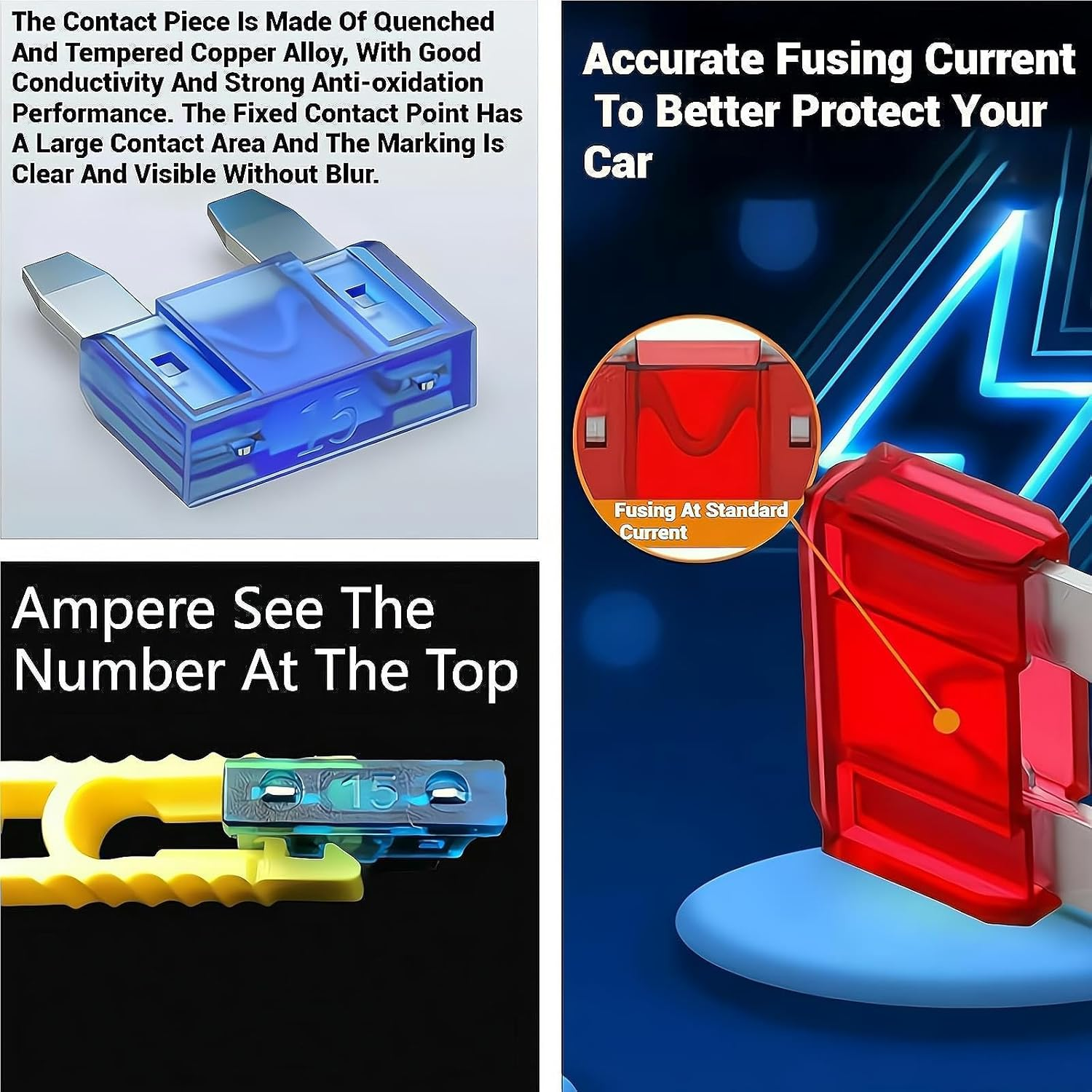 ZHIGOU 300 Pieces Automotive Fuse Kit with Extractor - Standard Mini Size, Replacement Fuses for Car/Rv/Truck/Motorcycle/Yacht/Boat/Winch/Truck/Suv - (2A/3A /5A/7.5A/10A/15 A/20 A/30 A/35 A/40 A)