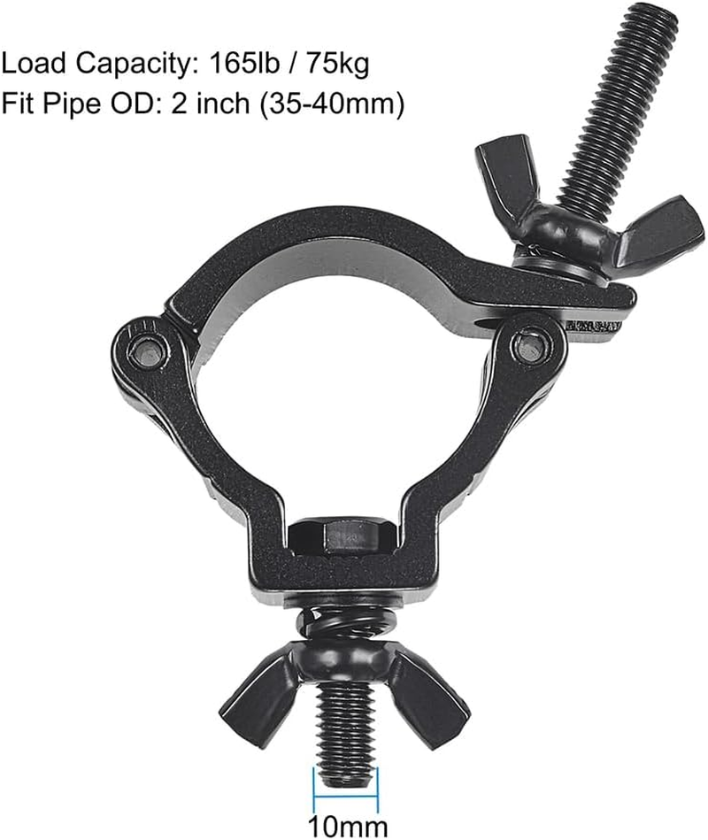 Truss Clamp Stage Light Clamp, 10PCS Gzhuonan Professional 35-40 Mm Aluminium Black Small Size Light Clamps with TUV Certified, Heavy Duty 165LB Lighting Clamps, Fit for 1.4-1.6 Inch OD Tube/Pipe image number 4