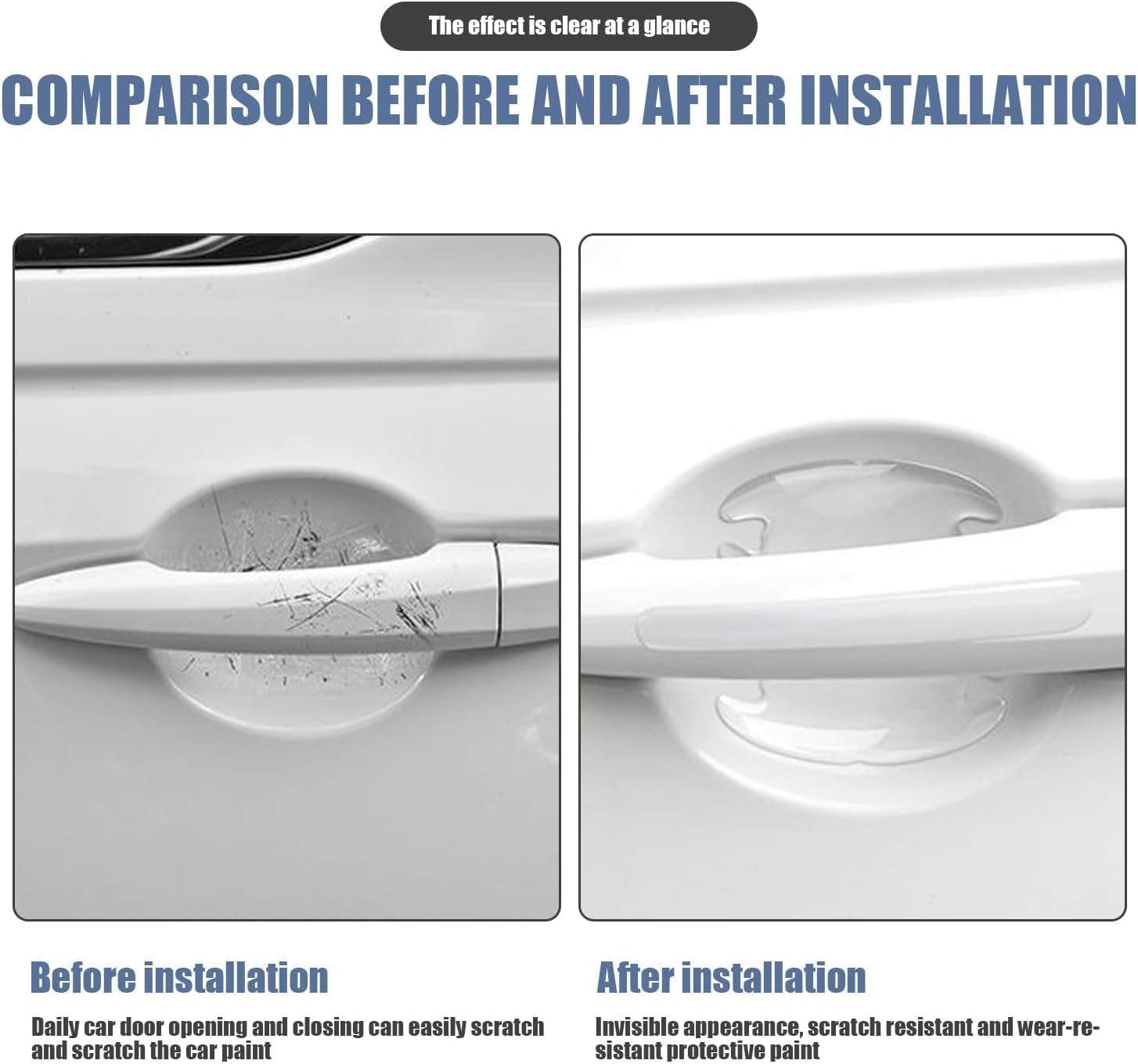 8 PCS Universal Car Door Handle and Bowl Scratch Protector Sticker, Clear Waterproof Paint Protection Film Covers for Rear View Mirror (Transparent) image number 6