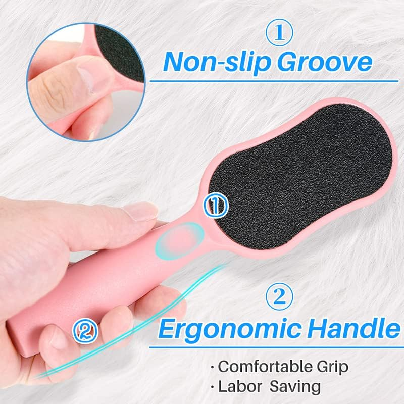 Kalevel Plastic Foot Rasp Foot File Scrubber Pedicure Scrub Brush Foot File Callus Remover Hard Dead Skin Scrubber for Dry Cracked Heel 2 Pcs Peach image number 4