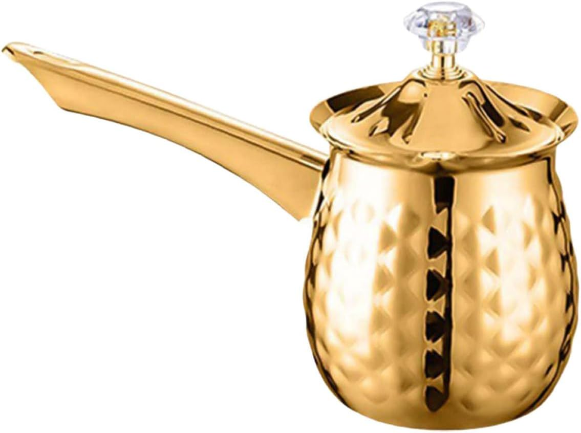 CONGARTENO Vintage Golden Turkish Coffee Pot 400Ml Briki Coffee Maker Stovetop Espresso Pot and Butter Melting for Home and Kitchen Use image number 3