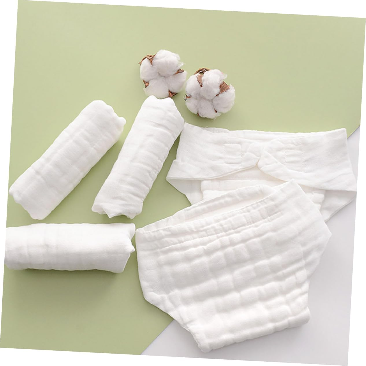 5Pcs Newborn Nappies Reusable Cloth Diaper Inserts Soft Absorbent Cotton Nappy Pads Liners Cloth Insert image number 4