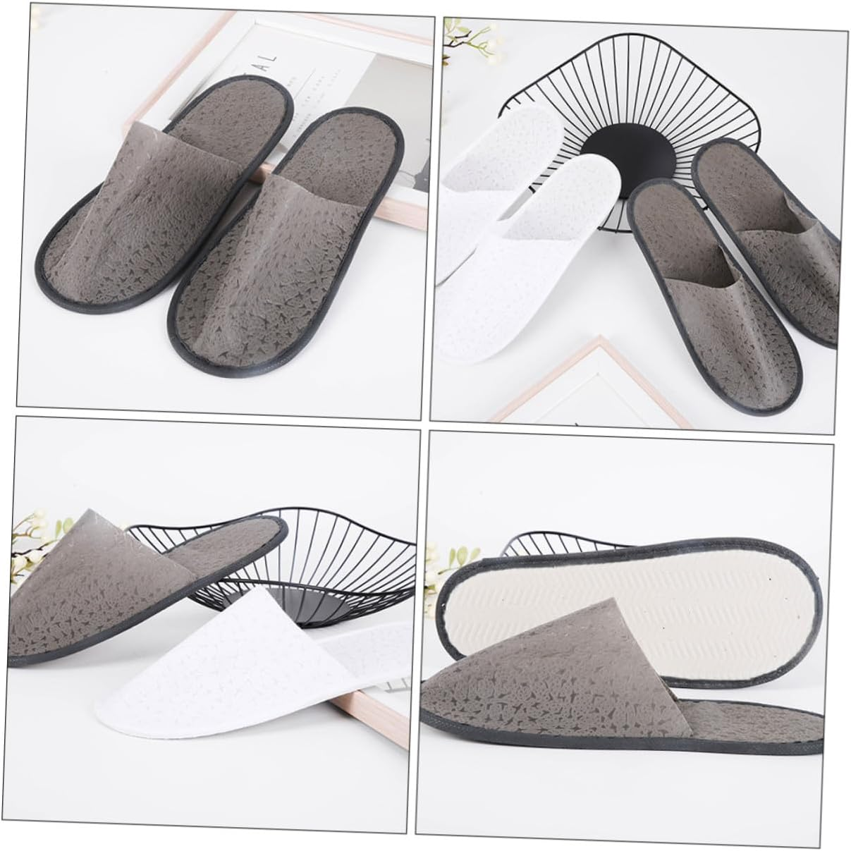 ARTSEWPLY 10 Pairs Disposable Non-Slip Closed Toe Slippers for Men Women Lightweight Breathable Hotel Spa Bedroom Slippers with Textured Sole Portable Travel Guest Footwear image number 5