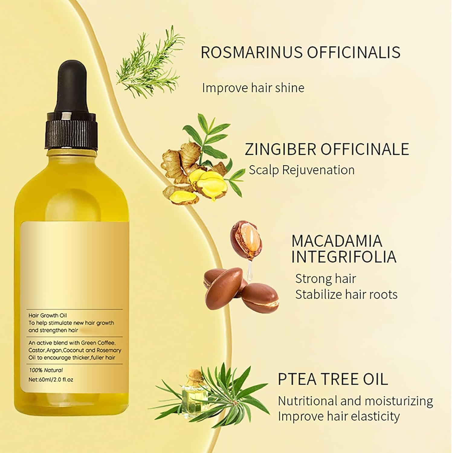Hey Keratin Veganic Natural Hair Growth Oil, Veganic Rosemary Oil, Natural Hair Growth Oil for Black Women, for Women and Men Dry Damaged Thin Hair Growth (3 PCS) image number 4