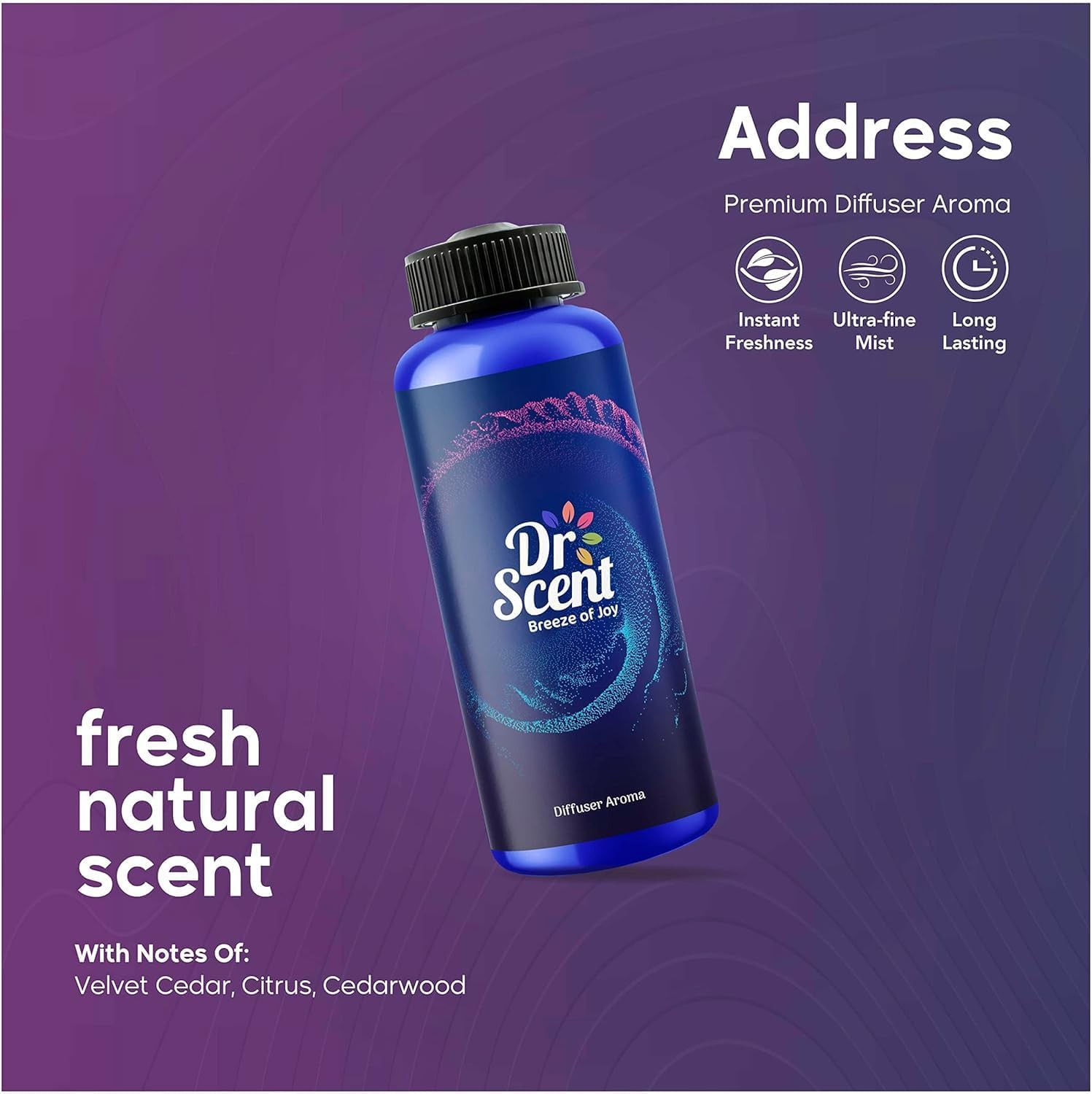 Dr Scent Breeze of Joy Diffuser Aroma Oil - Velvet Cedar, Citrus, and Cedarwood Fragrance - Address (170Ml) image number 5