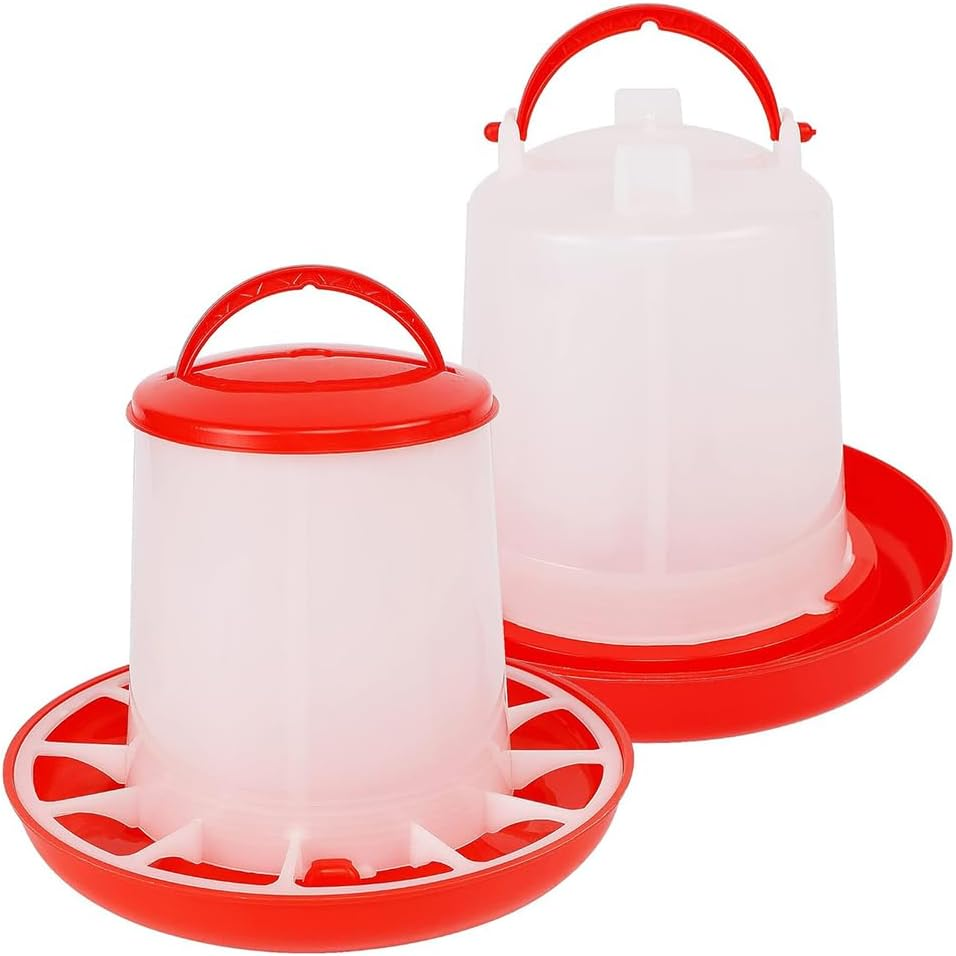 Chick Feeder Kit,Chicken Water Fountain,Feeding Container with Carrying Handle,Poultry Feeding Equipment Set,Chick Brooder Starter,For Baby Chicken,Duck Brooder image number 5